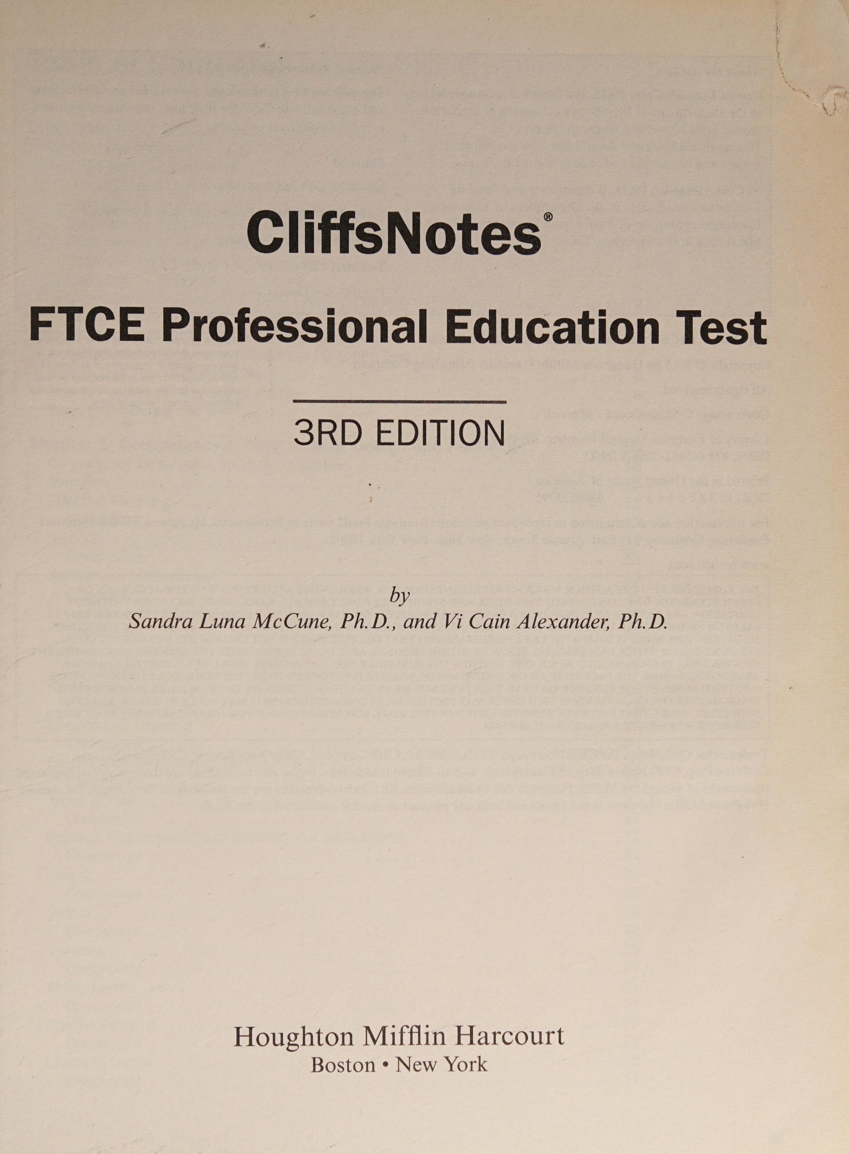CliffsNotes FTCE professional education test