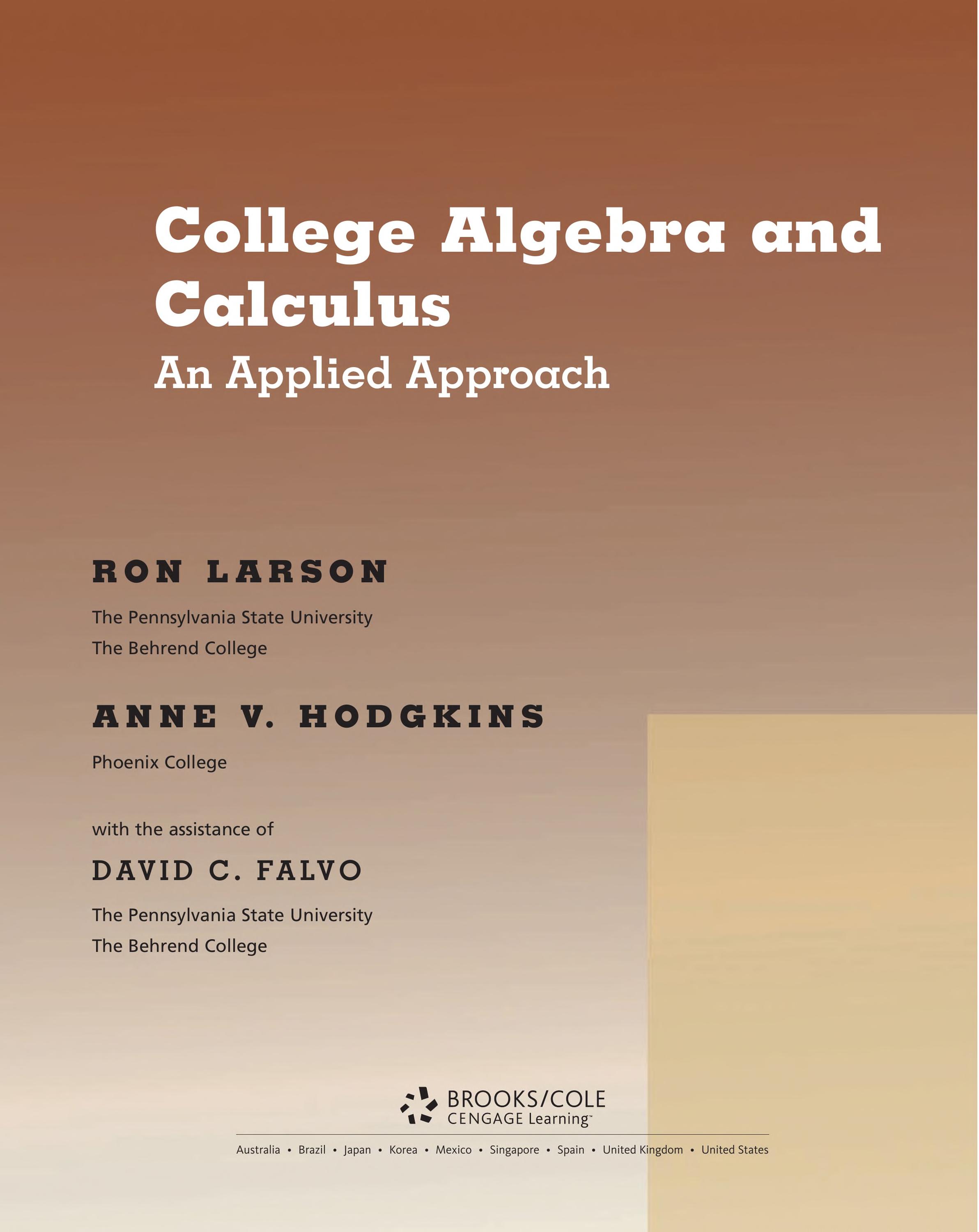 College Algebra and Calculus