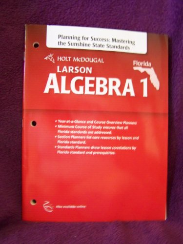 Holt McDougal Larson Algebra 1 "Planning For Success: Mastering The Sunshine State Standards" Paperback Book--Florida 2011