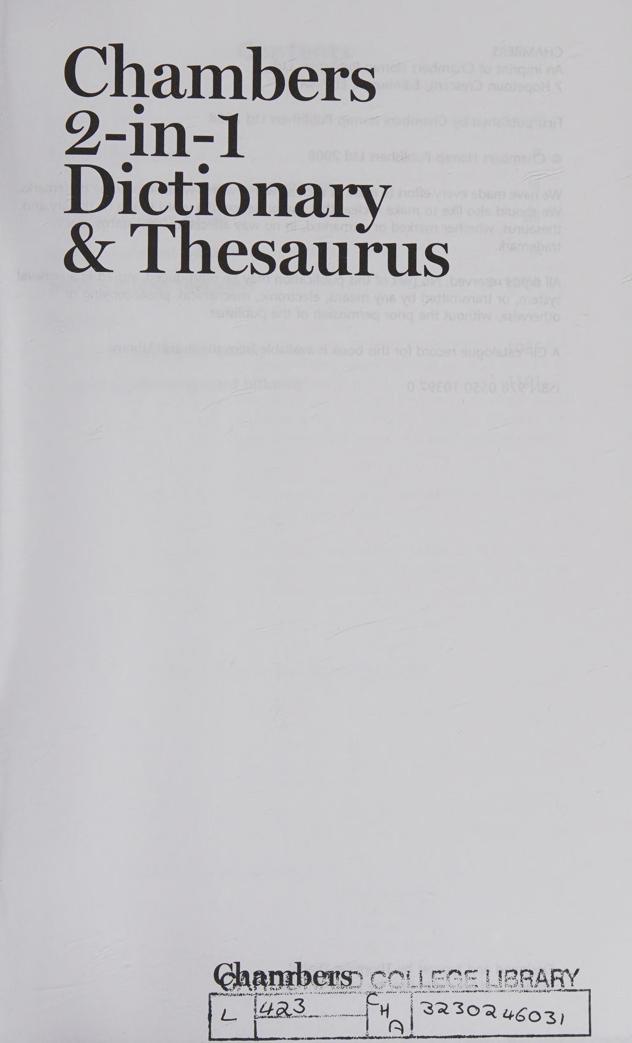 Chambers 2-in-1 Dictionary & Thesaurus