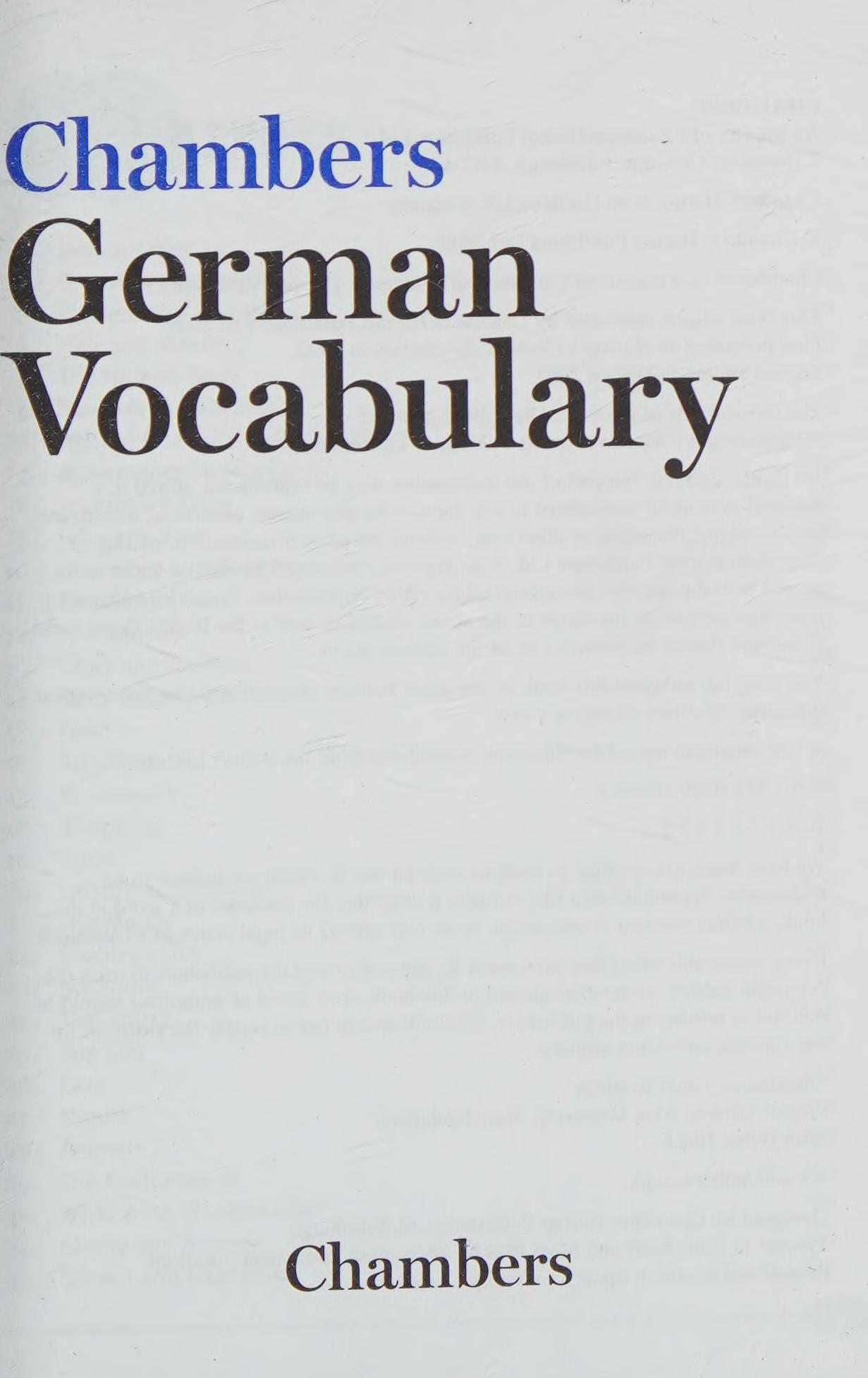 Chambers German Vocabulary