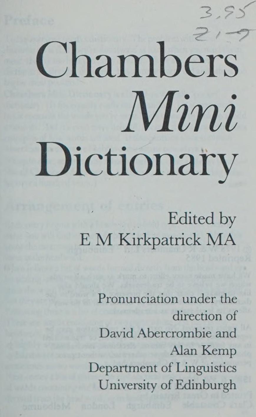 Chambers Mini Dictionary