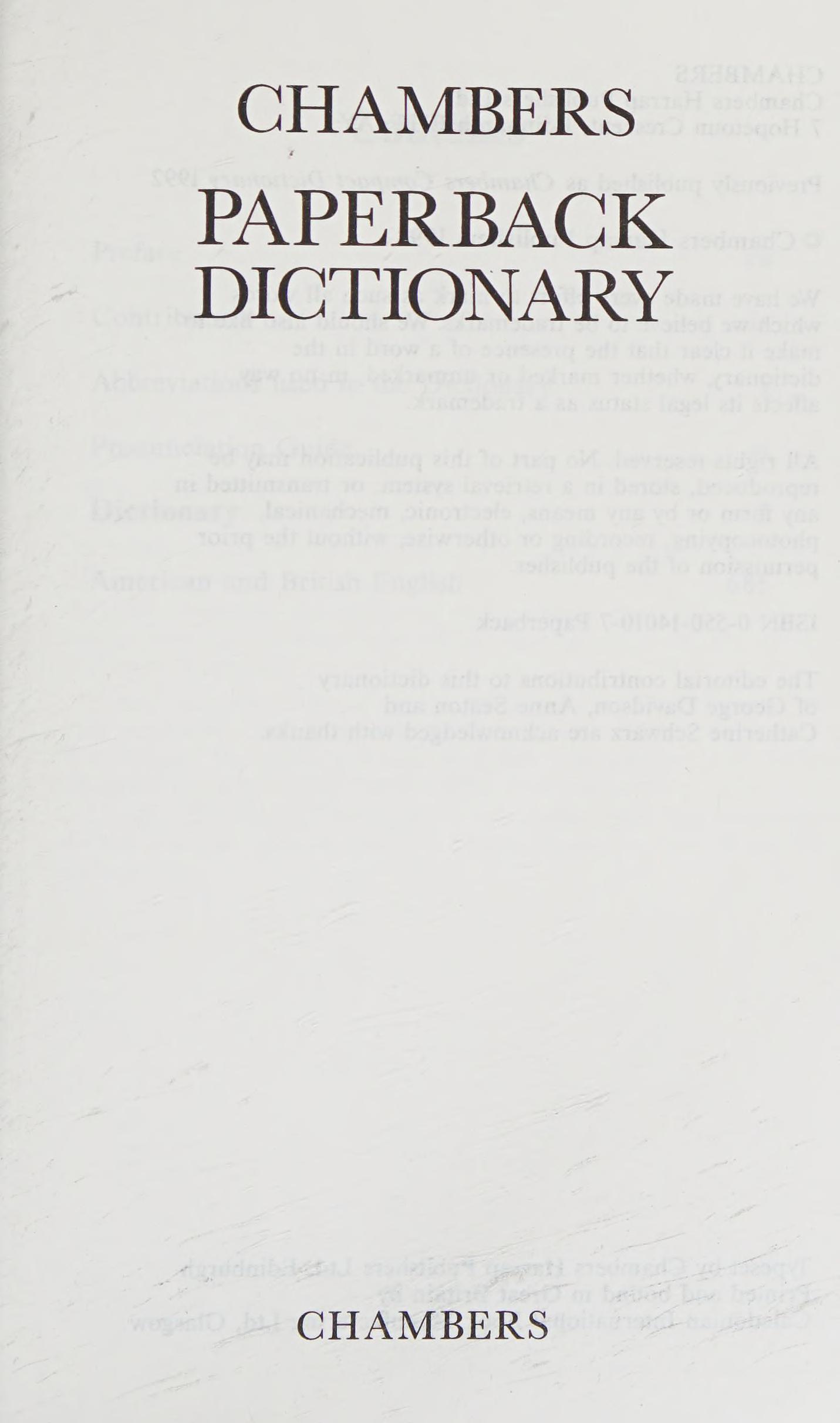 Chambers Paperback Dictionary