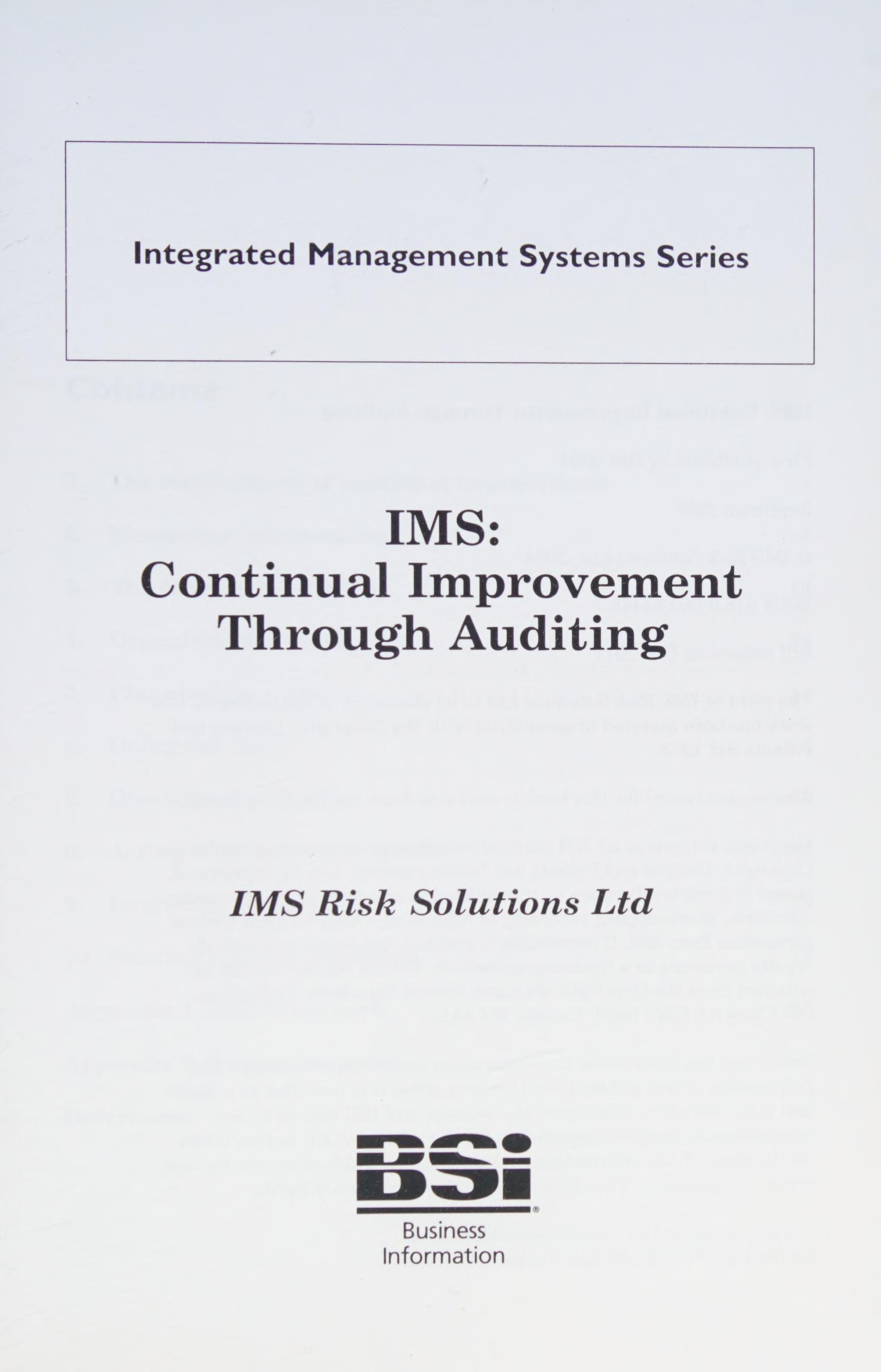 Ims - Continual Improvement Through Auditing