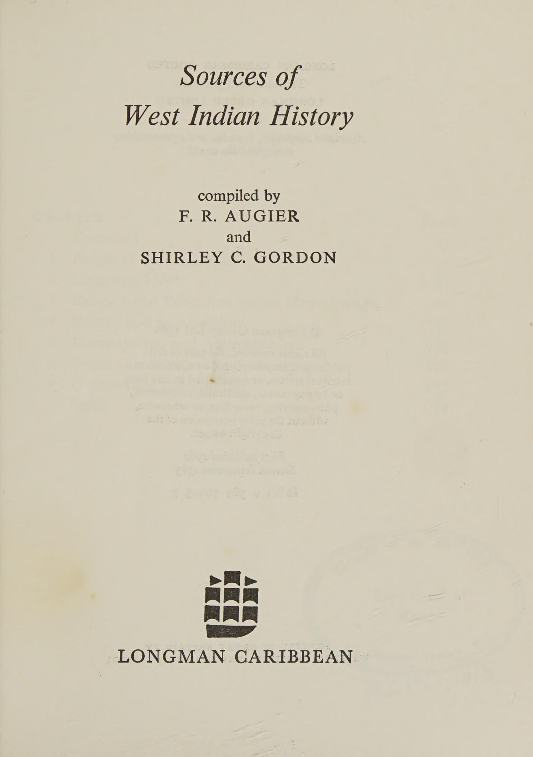 Sources of West Indian History
