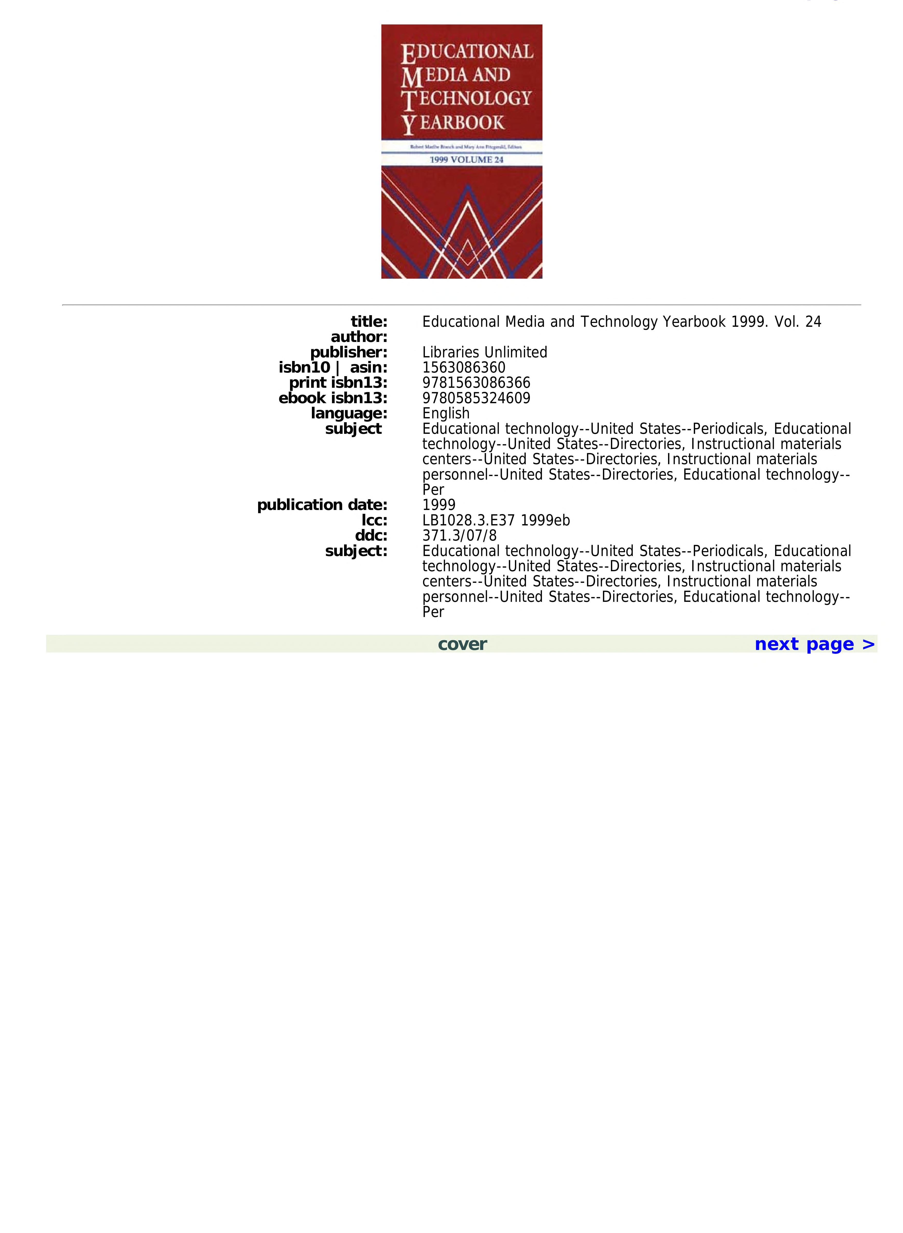 Educational Media and Technology Yearbook 1999