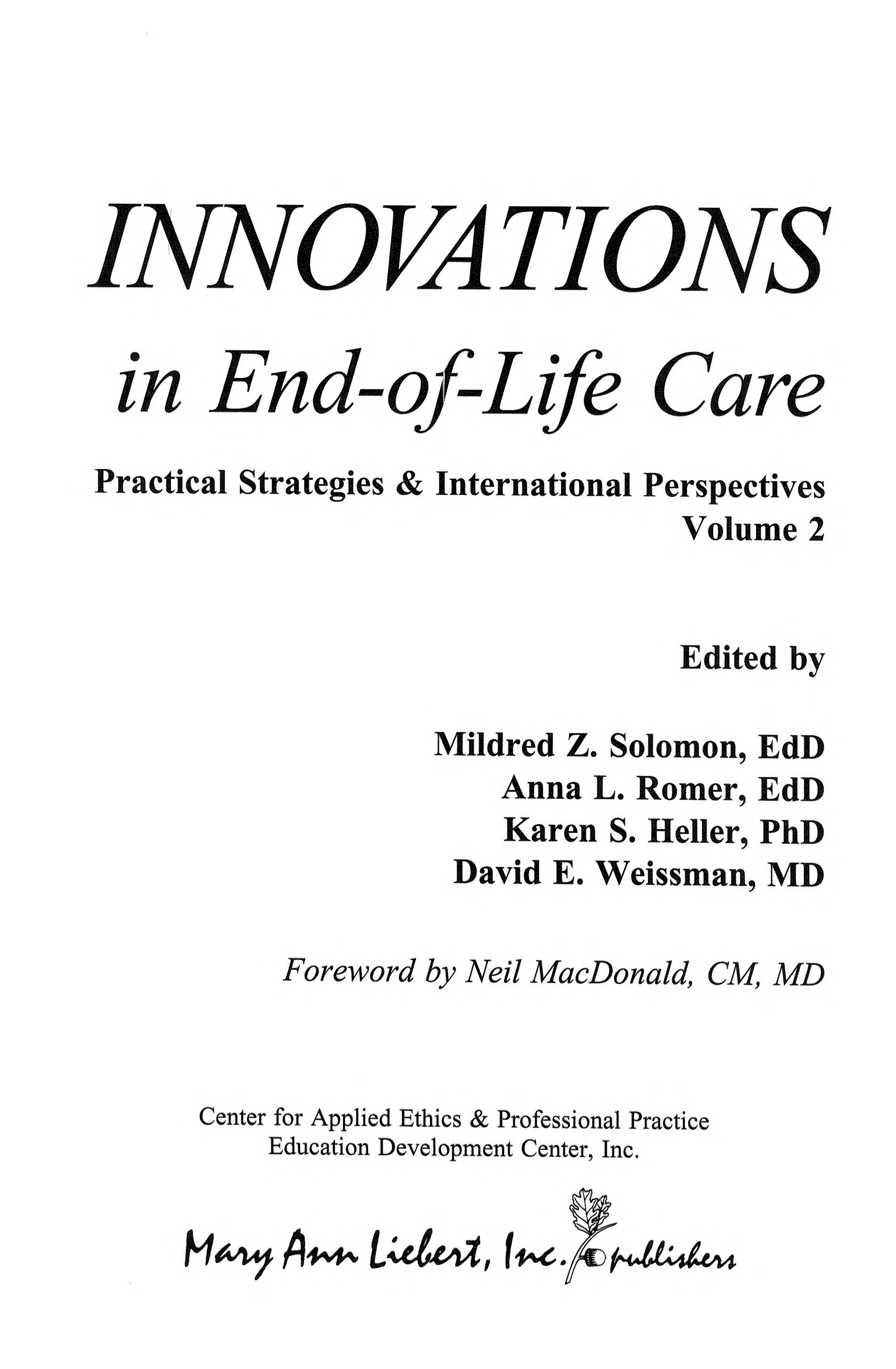 Innovations in End-of-Life Care