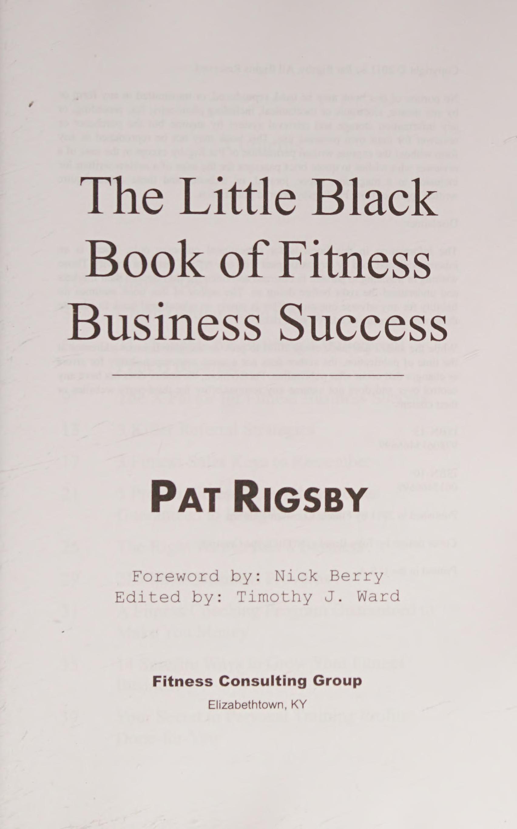 The little black book of fitness business success