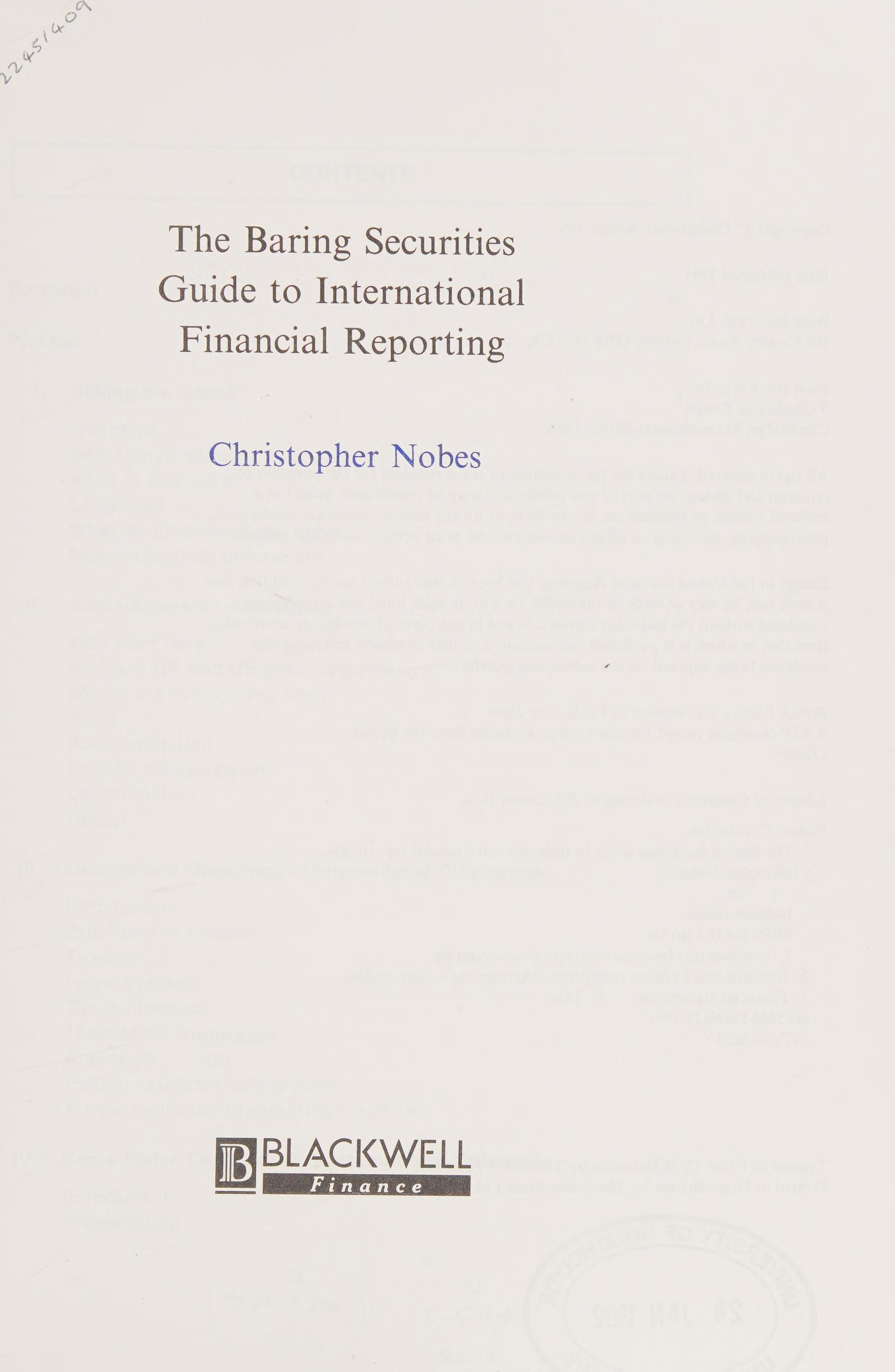 The Baring Securities Guide to International Financial Reporting