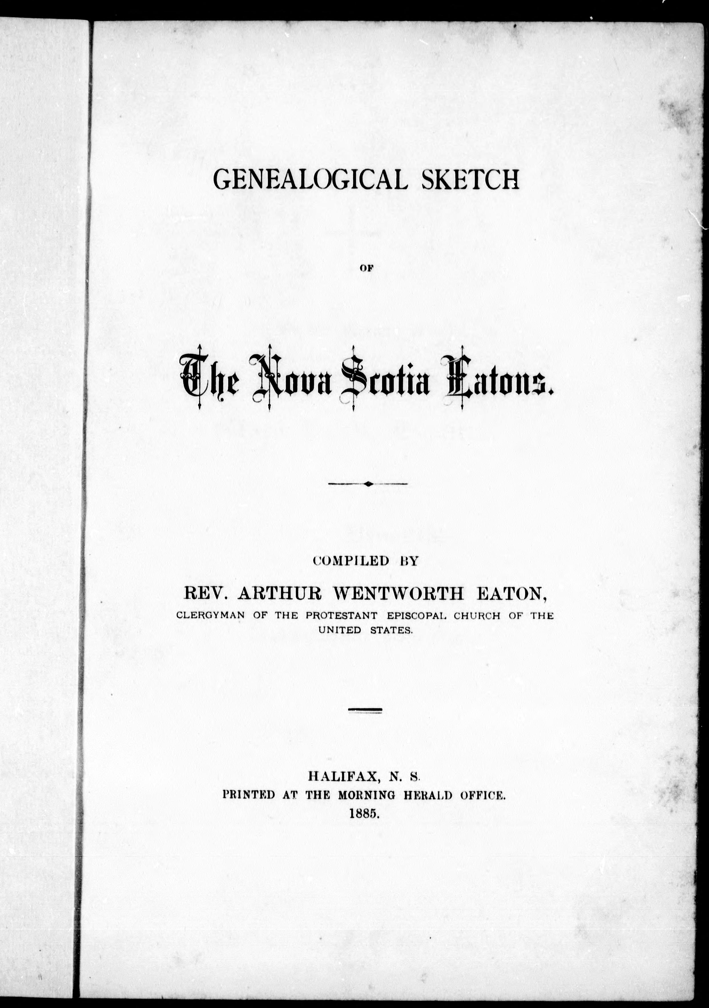 Genealogical Sketch of the Nova Scotia Eatons