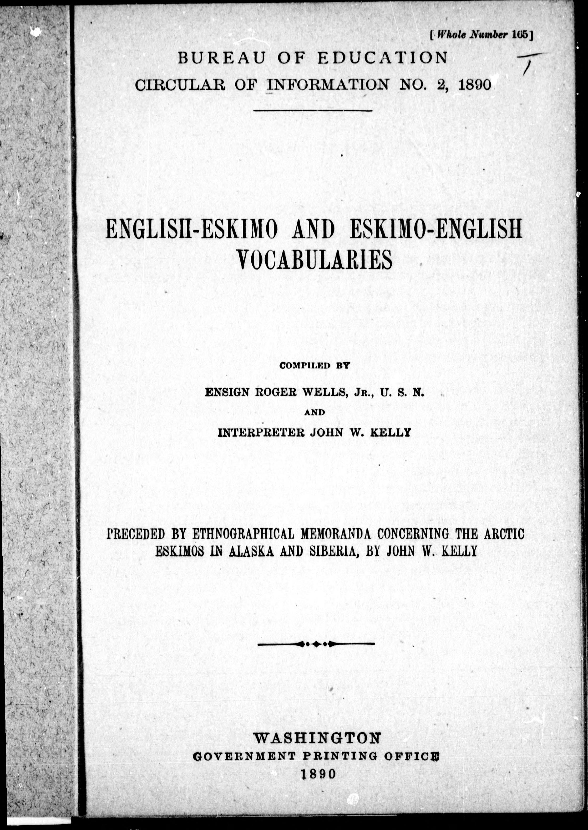 English-Eskimo and Eskimo-English Vocabularies