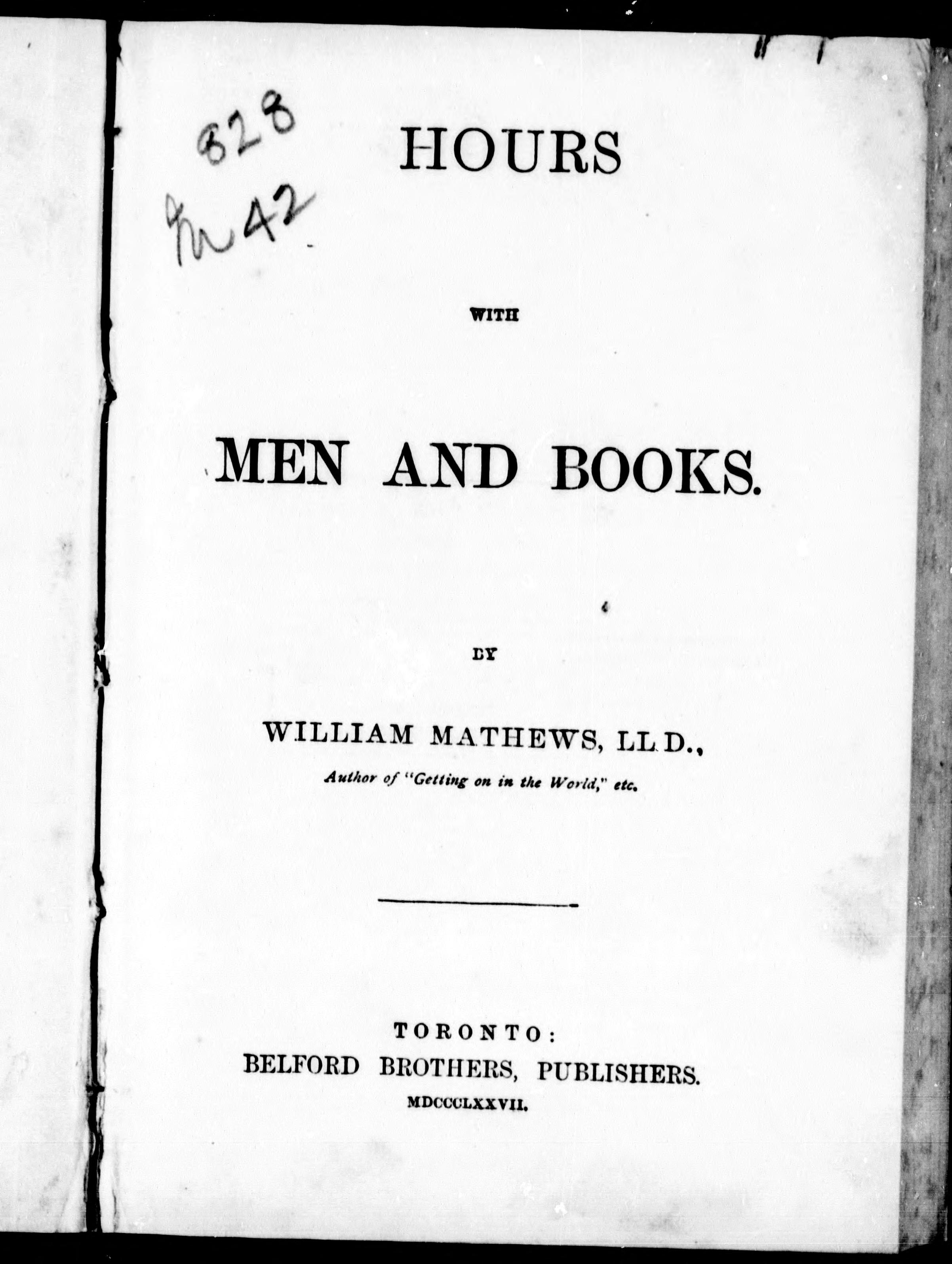 Hours with Men and Books