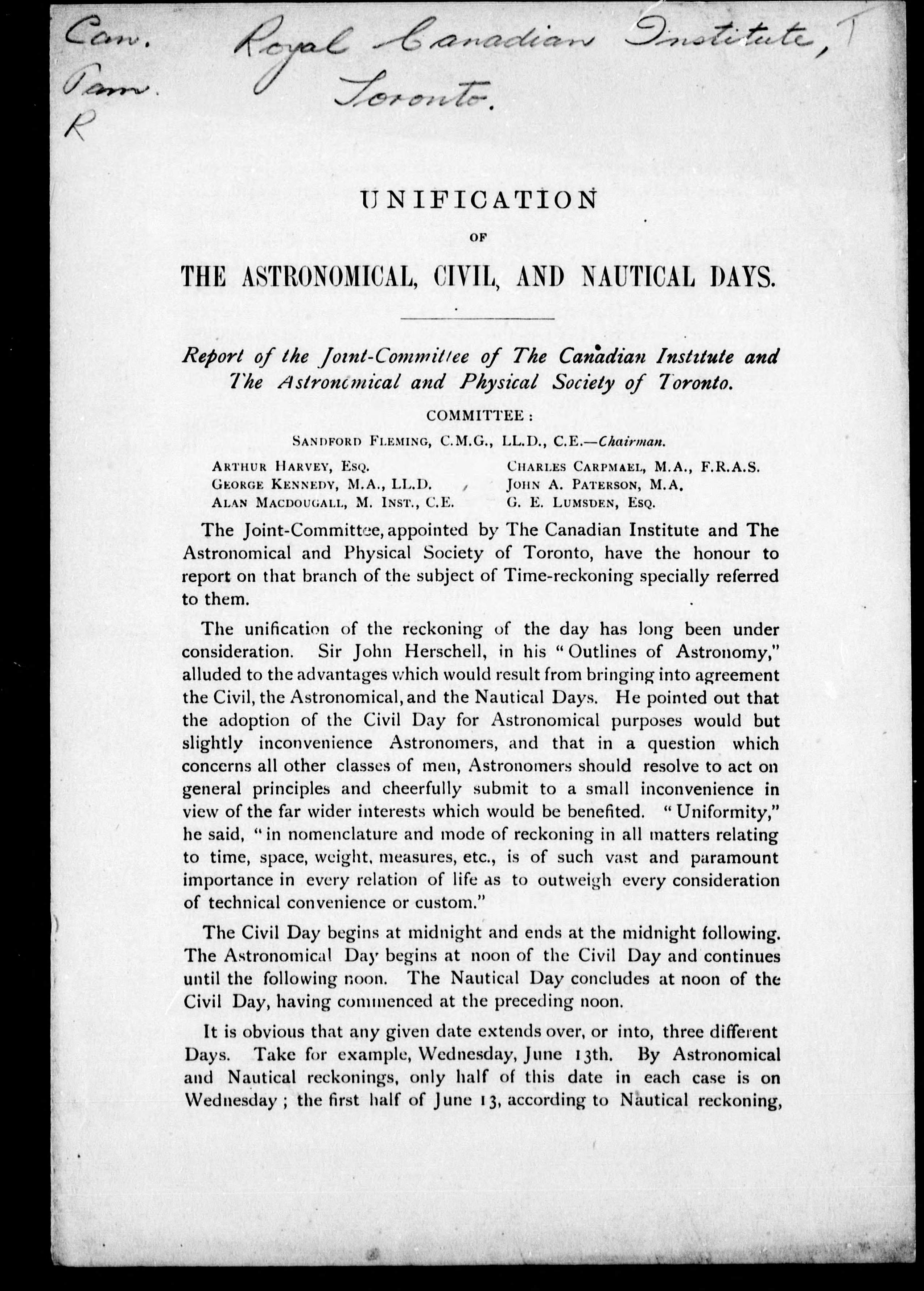 Unification Of The Astronomical, Civil And Nautical Days