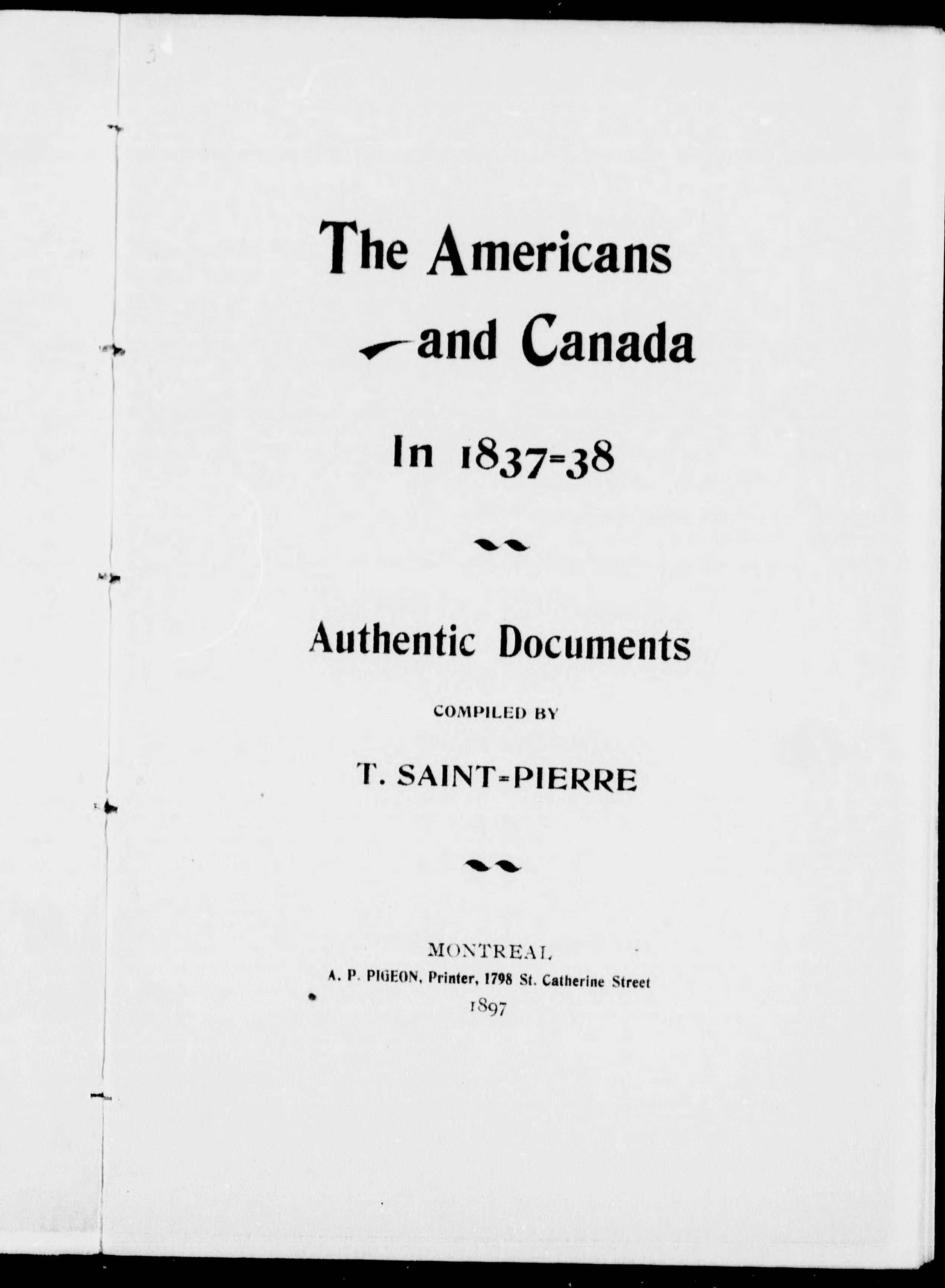 The Americans and Canada In 1837-38