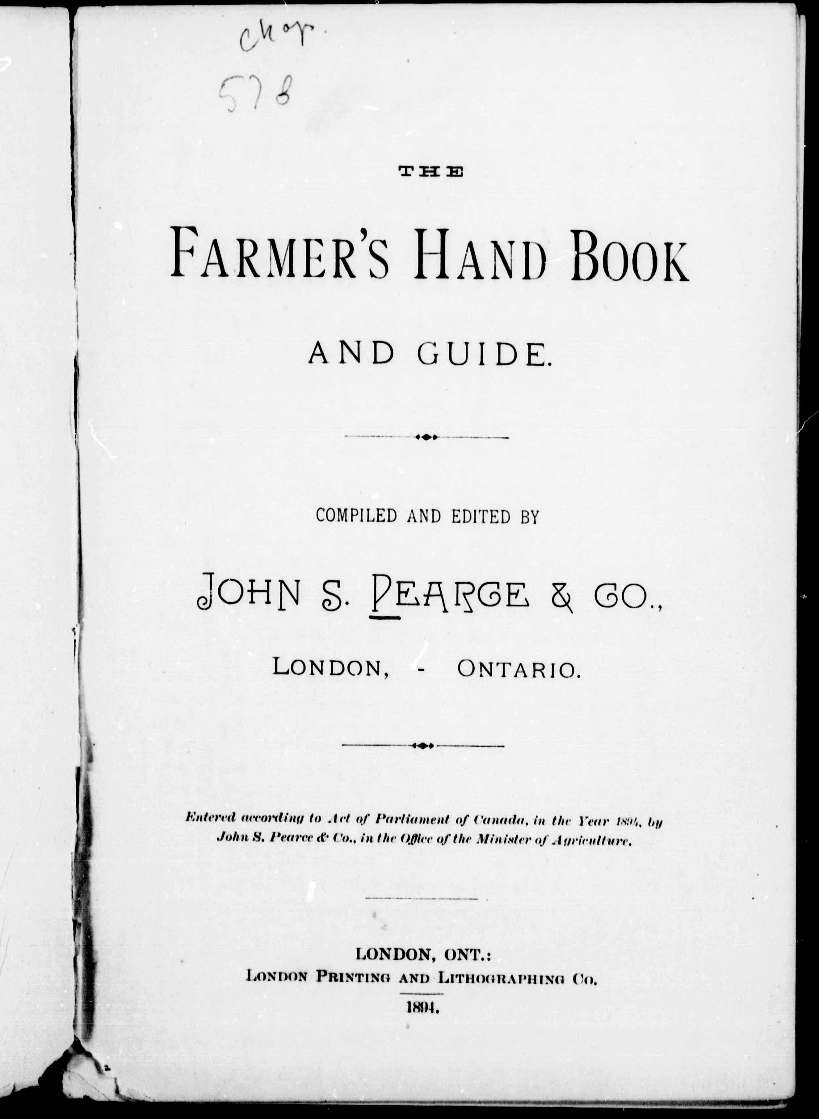 The Farmer's Hand Book and Guide