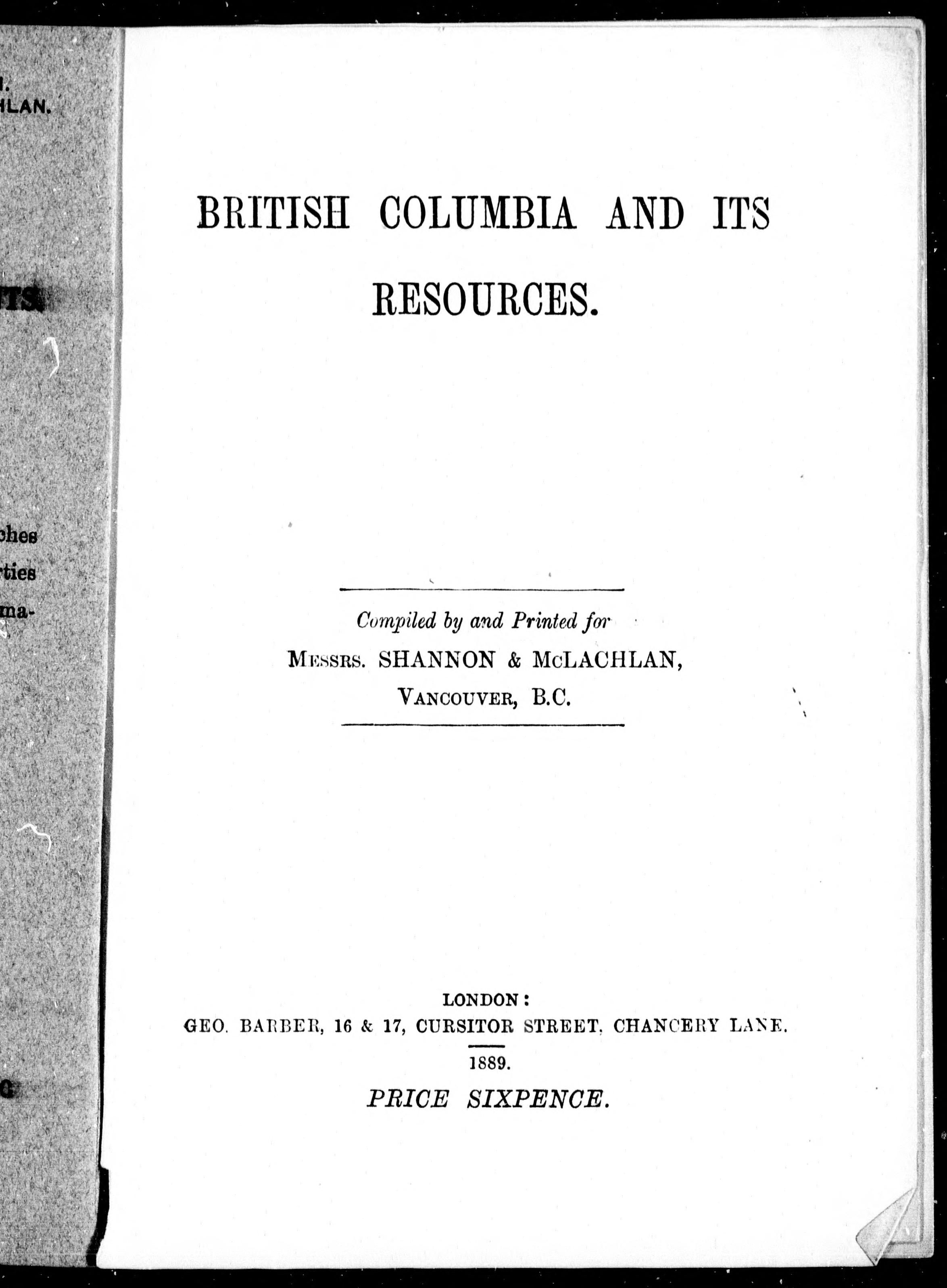 British Columbia and Its Resources