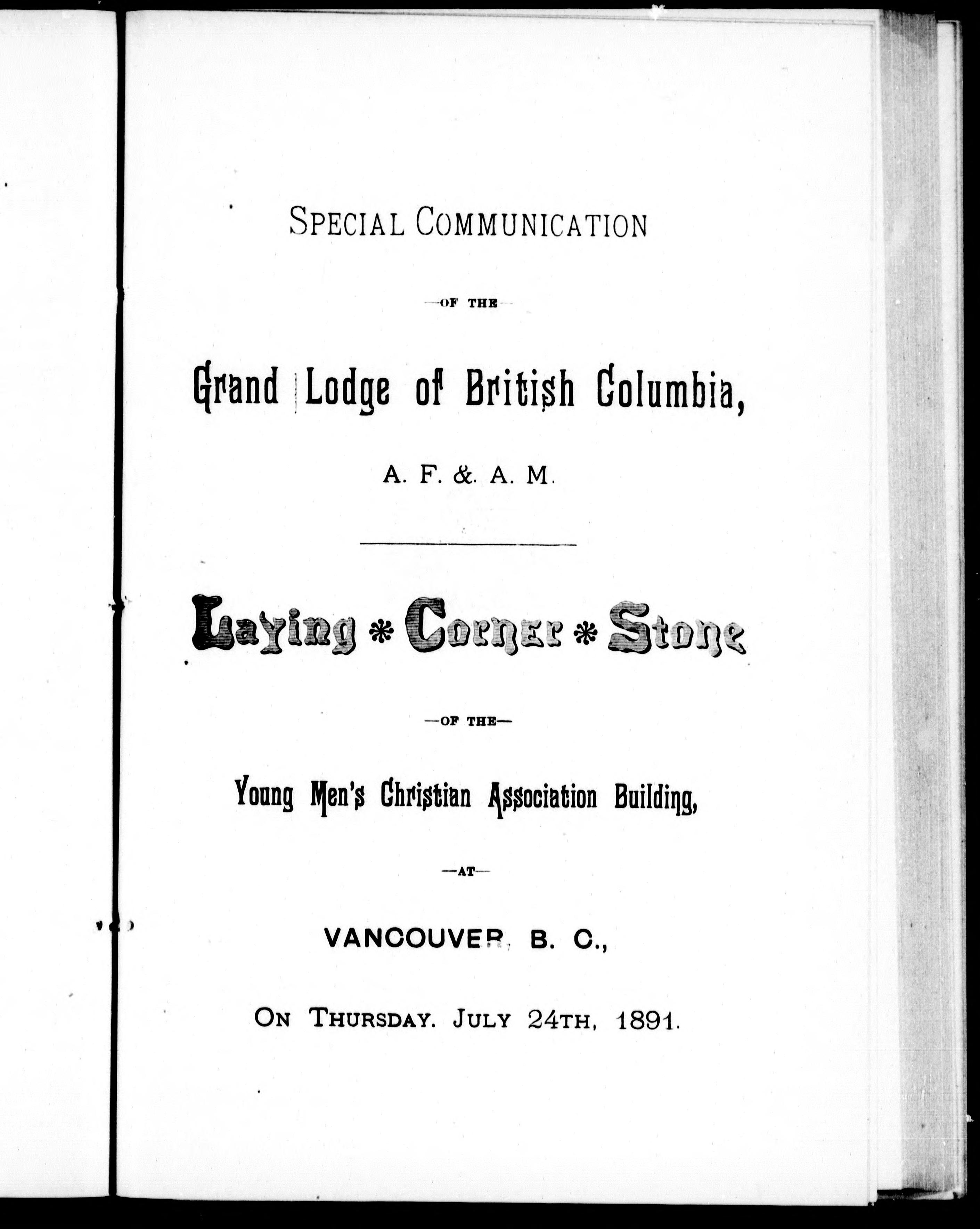 Proceedings of the M.W. Grand Lodge of Ancient, Free and Accepted Masons of British Columbia