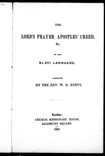 The Lord's Prayer, Apostle's Creed, &C. In the Slavi Language