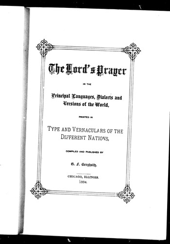 The Lord's Prayer in the Principal Languages, Dialects and Versions of the World