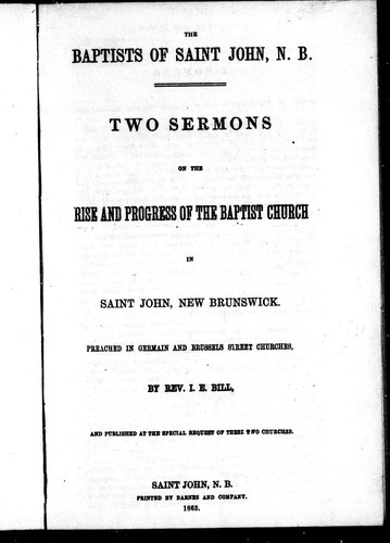 The Baptists of Saint John, N.B