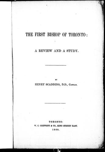 The First Bishop Of Toronto
