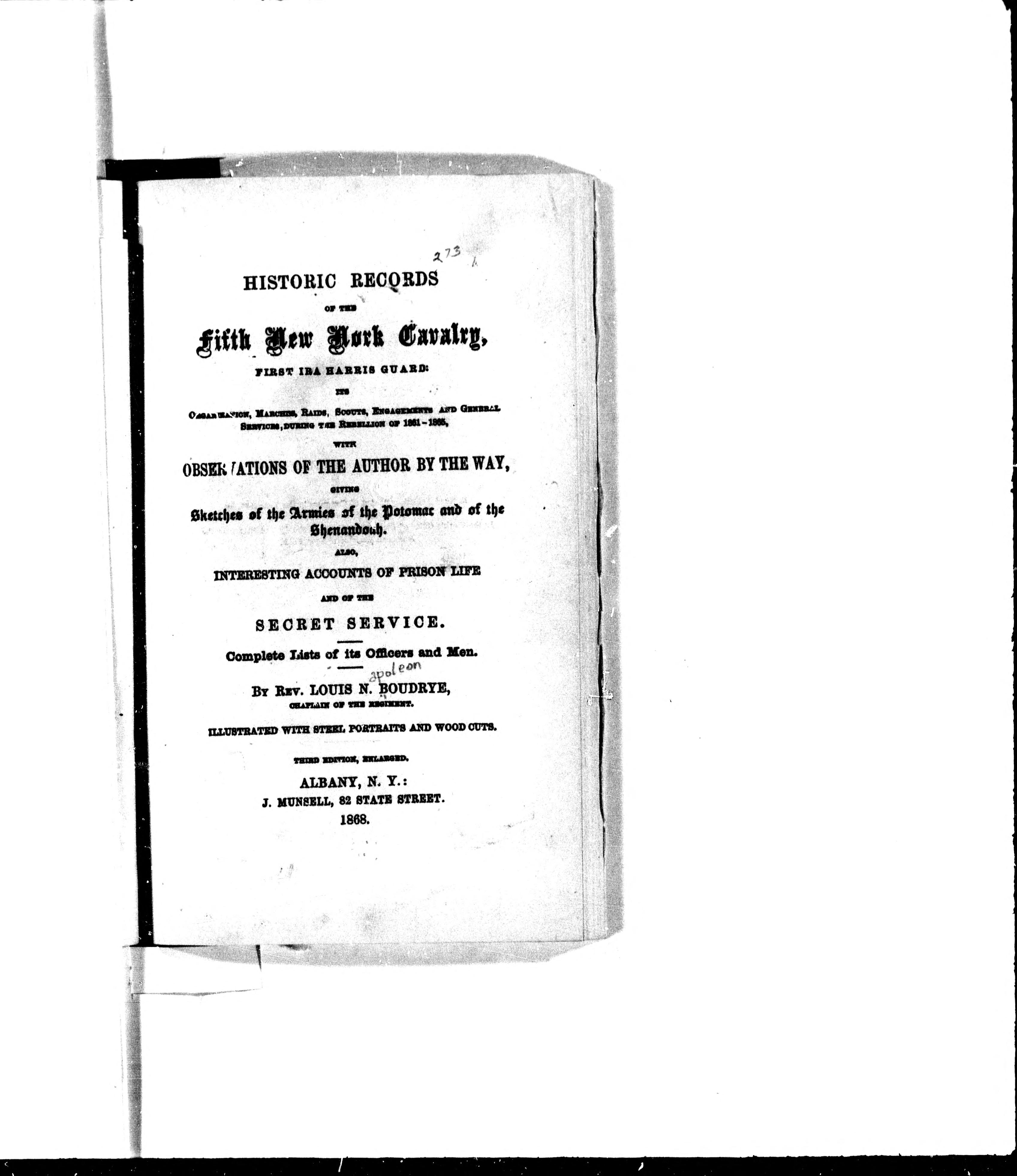 Historic Records Of The Fifth New York Cavalry, First Ira Harris Guard