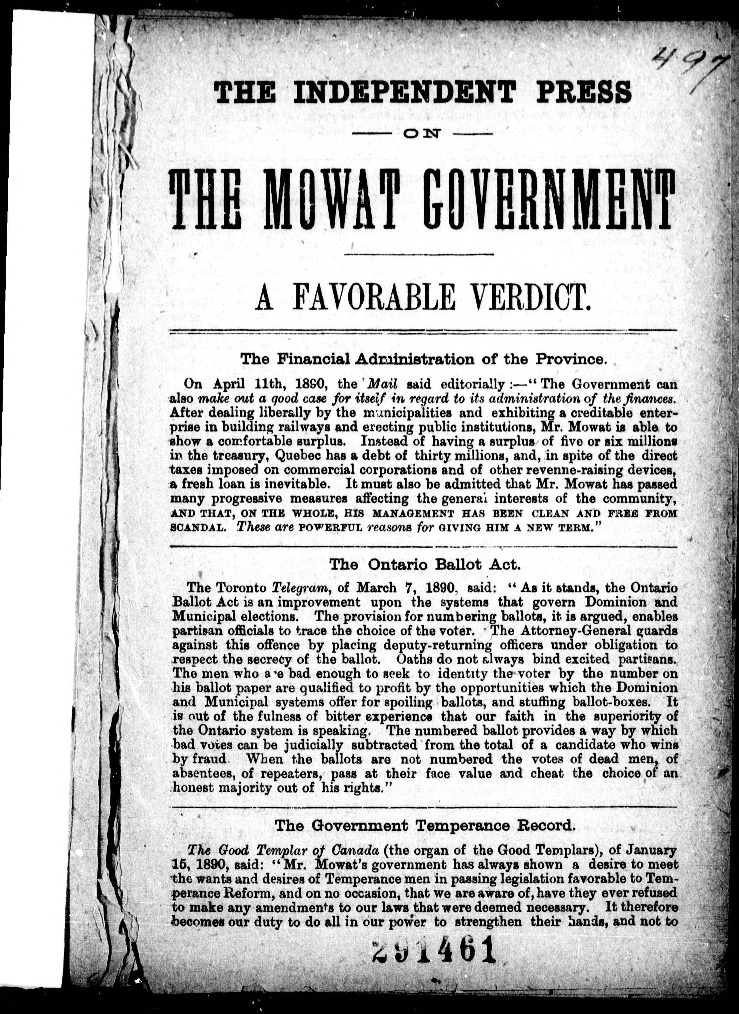 Provincial Politics, 1890