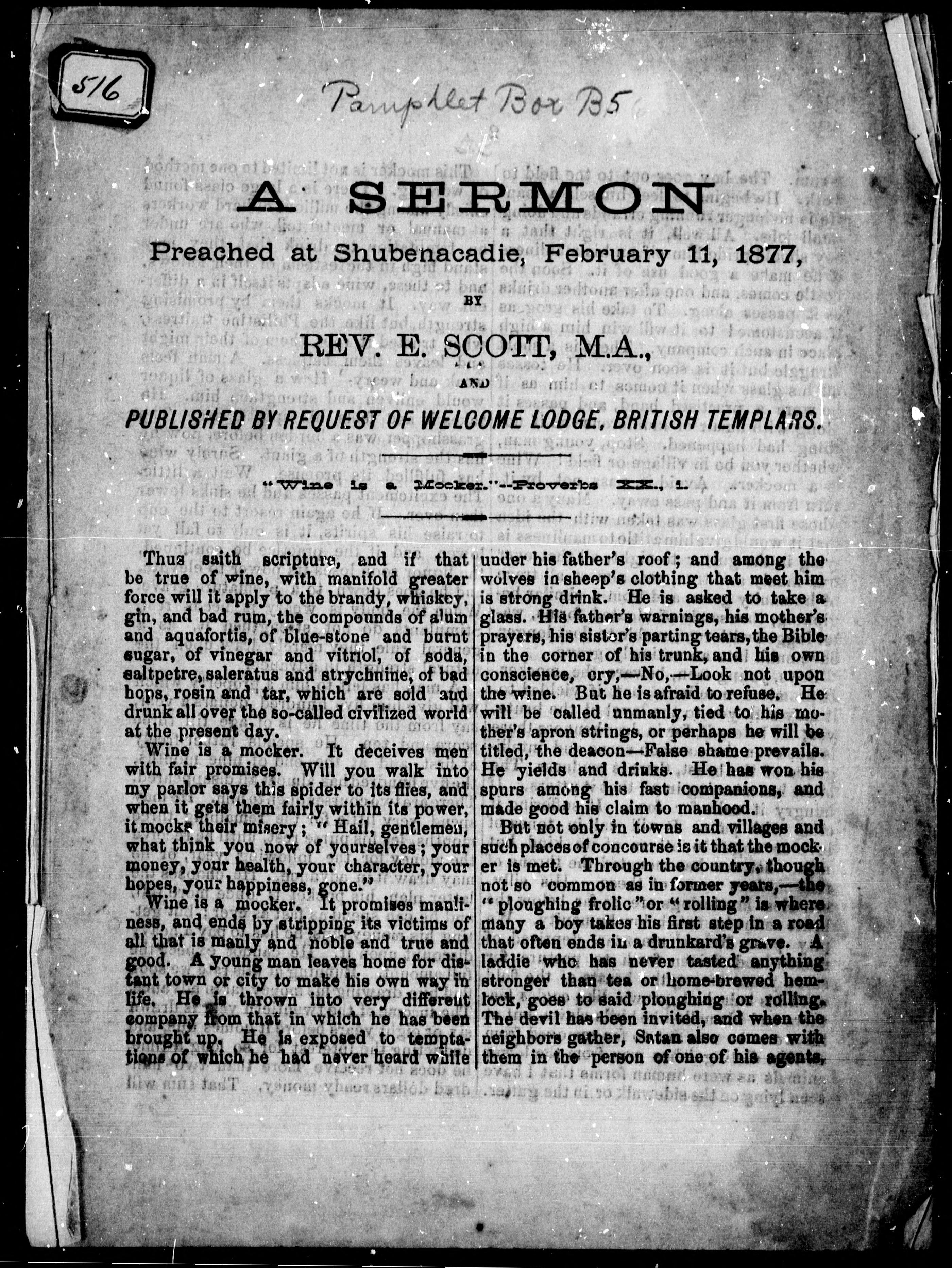 A Sermon Preached At Shubenacadie, February 11, 1877