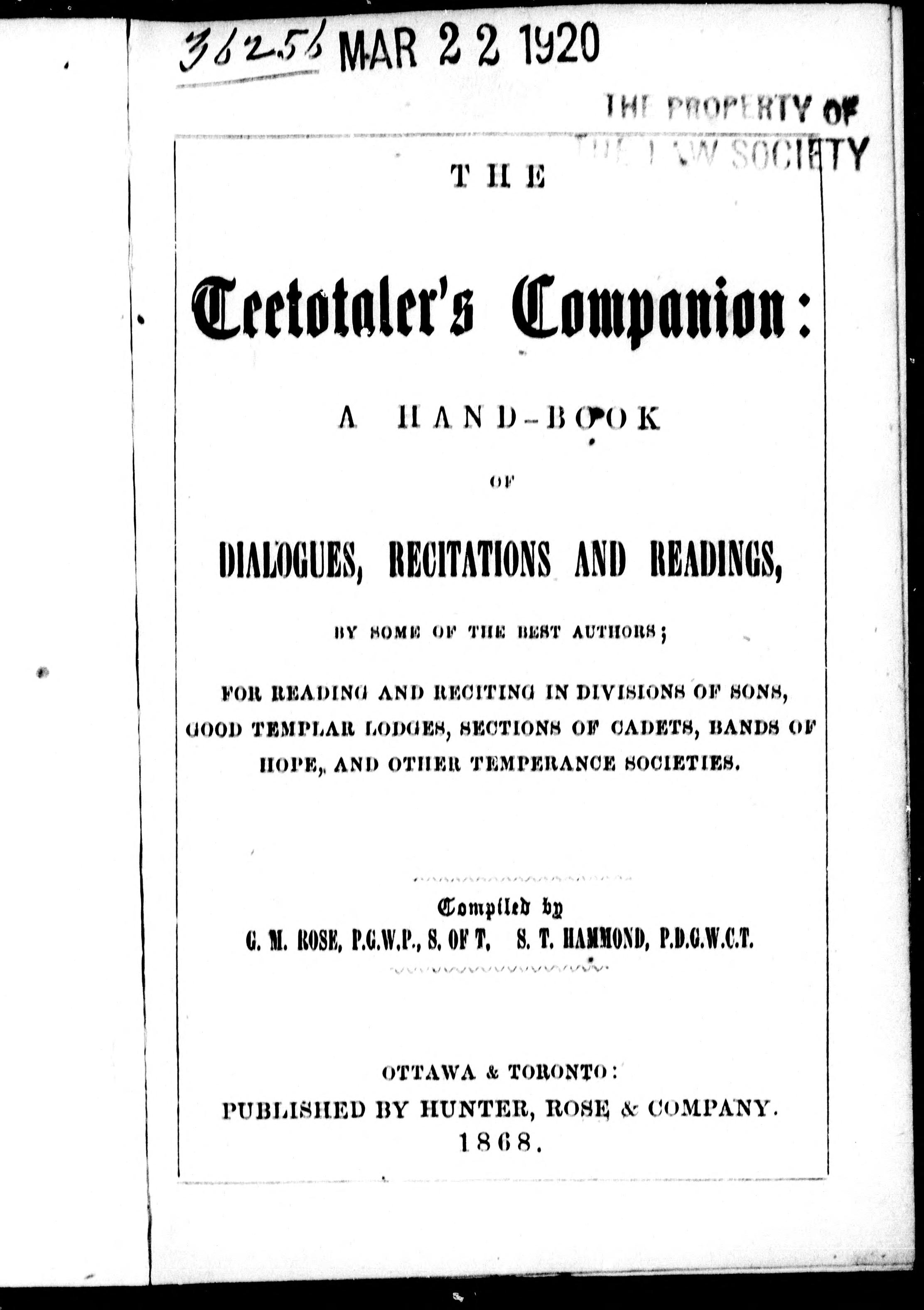 The Teetotaler'S Companion