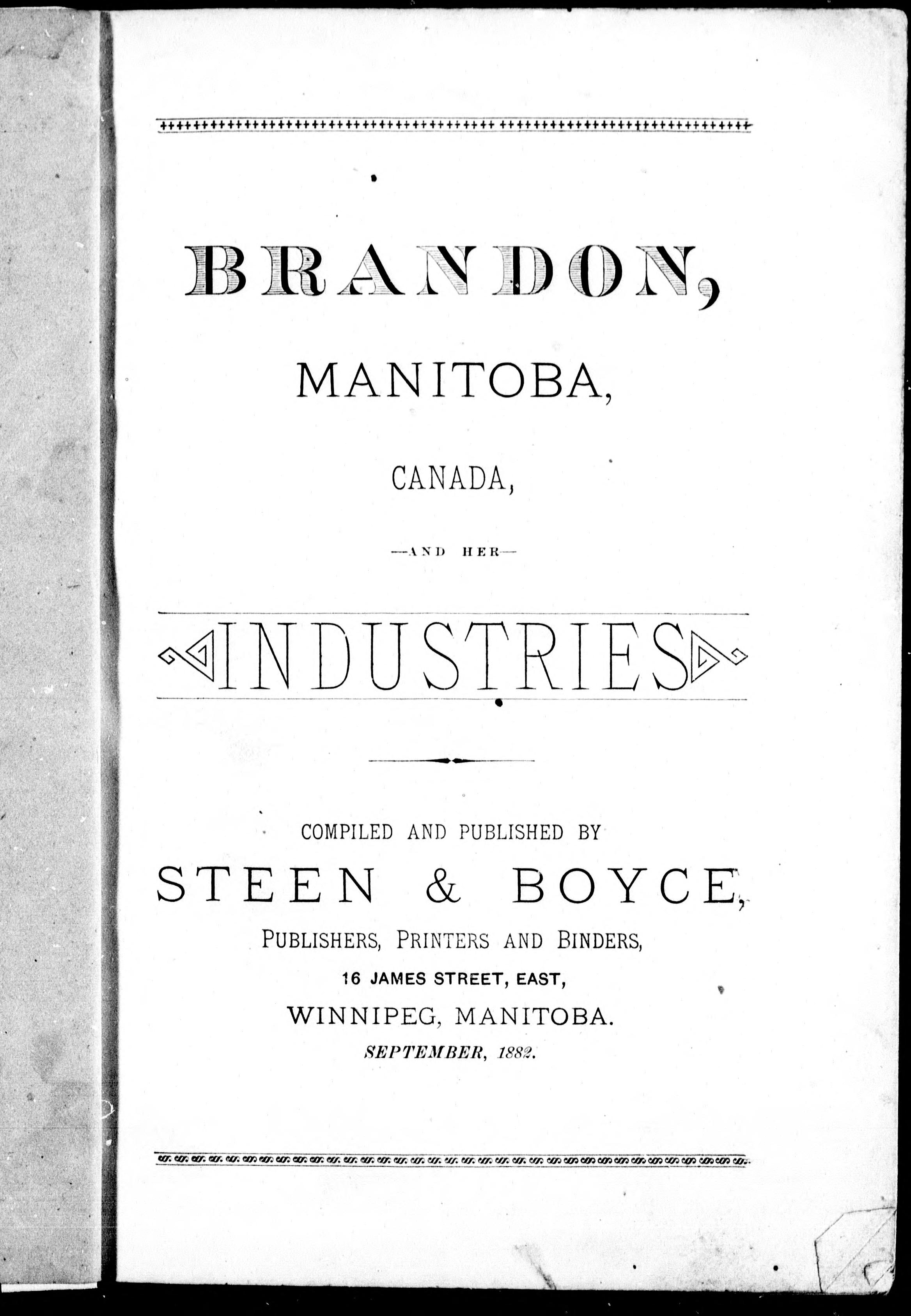 Brandon, Manitoba, Canada, and Her Industries