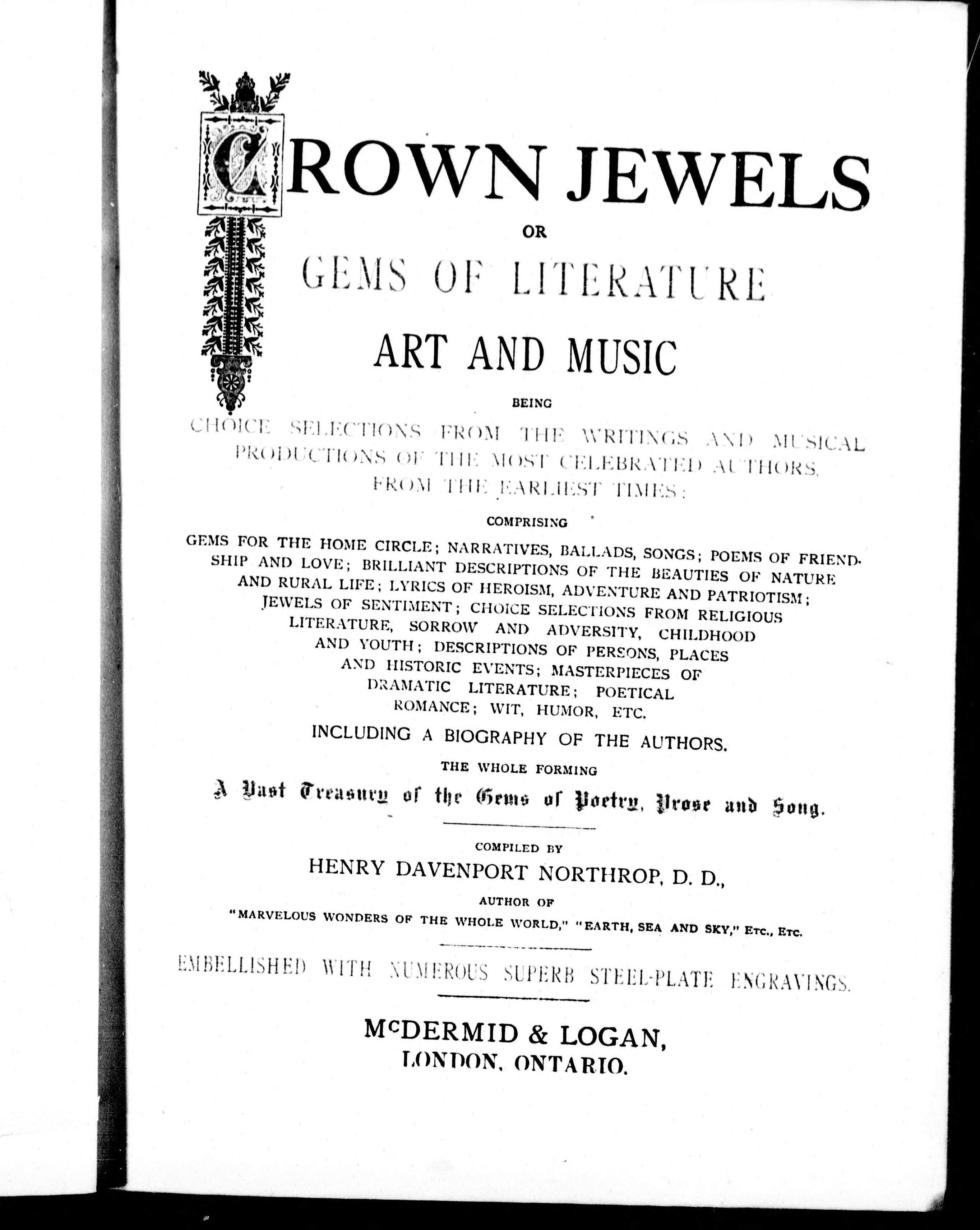 Crown Jewels, or, Gems of Literature, Art and Music