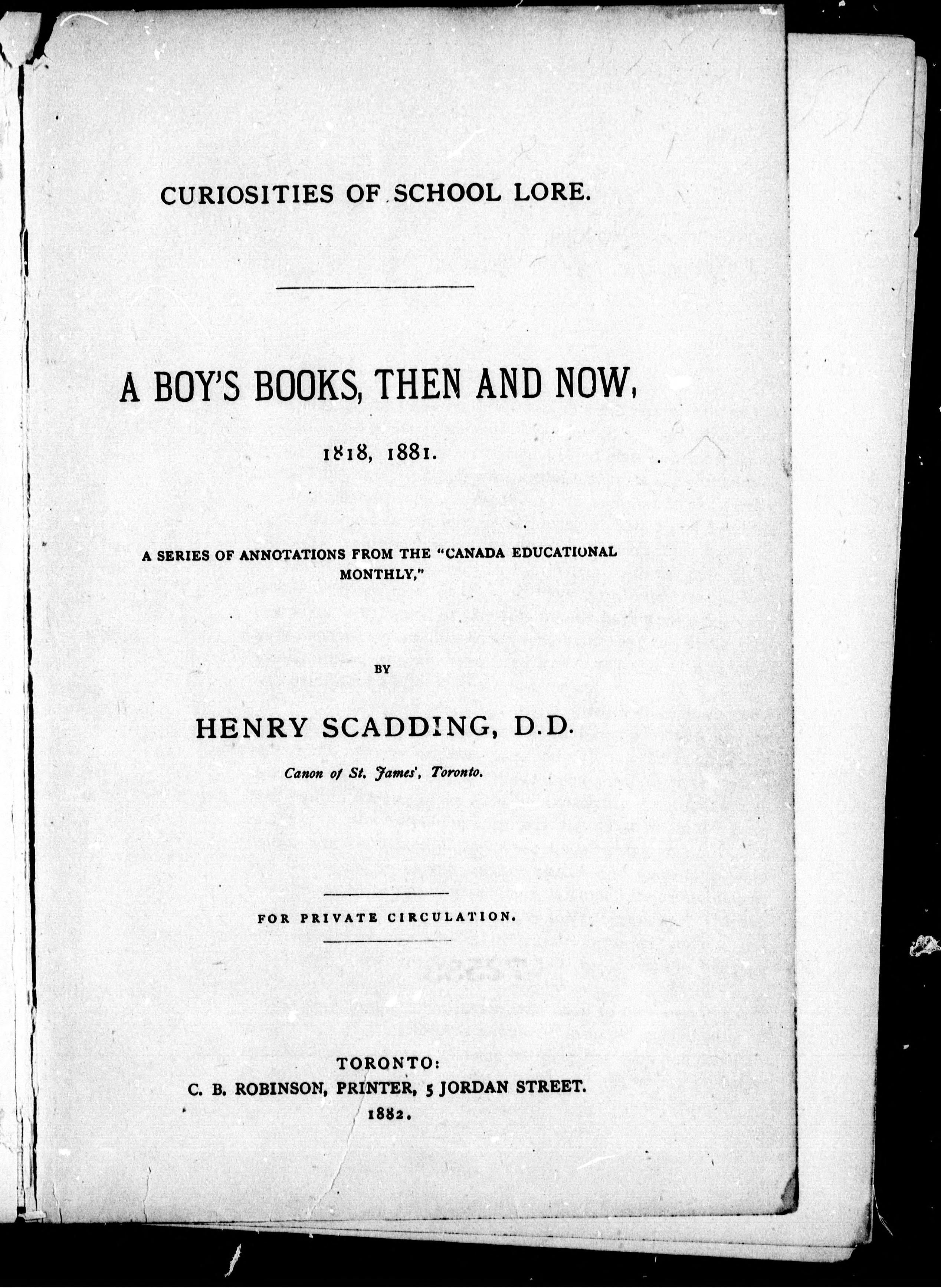 A Boy'S Books, Then And Now, 1818, 1881