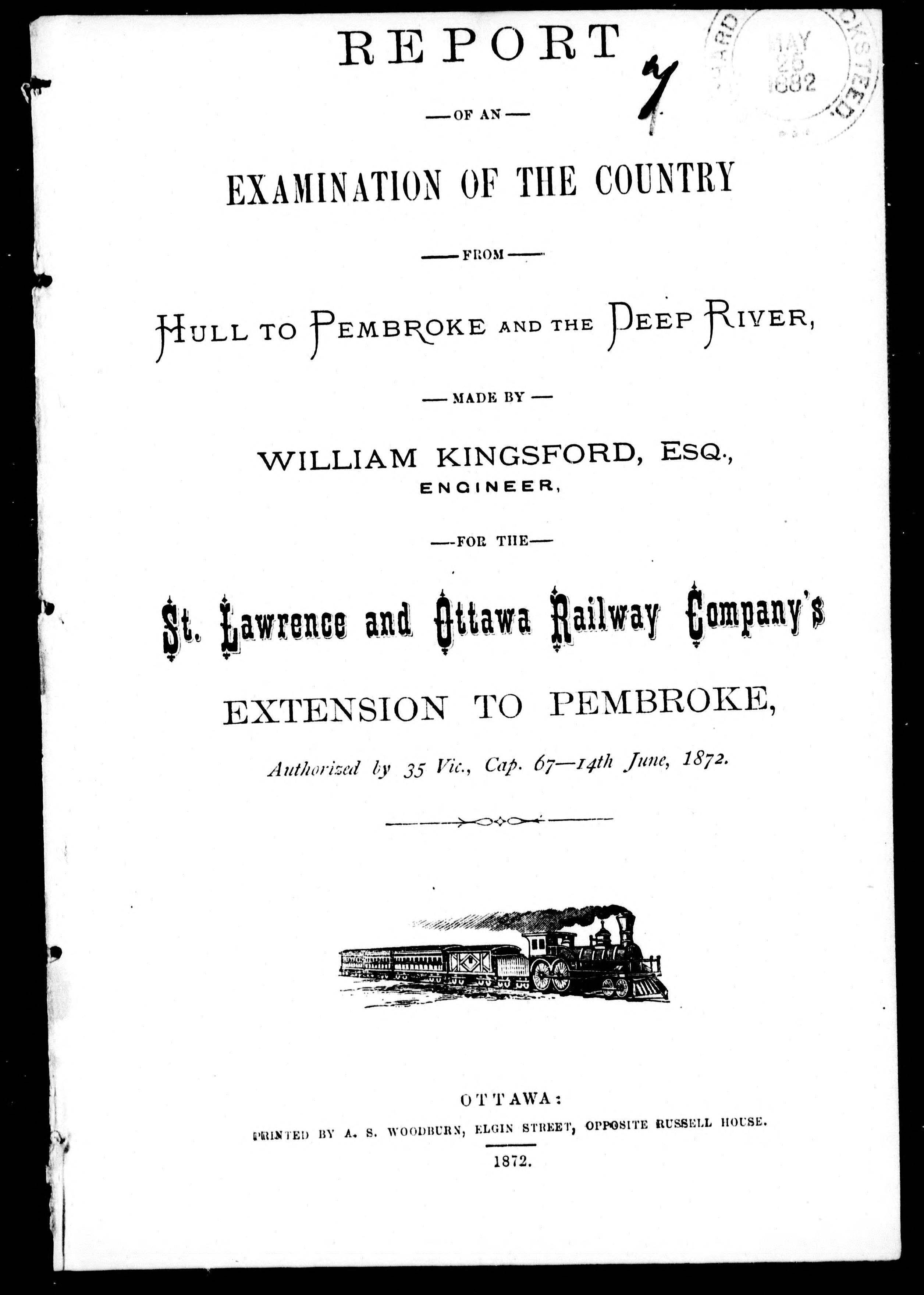Report of an Examination of the Country from Hull to Pembroke and the Deep River