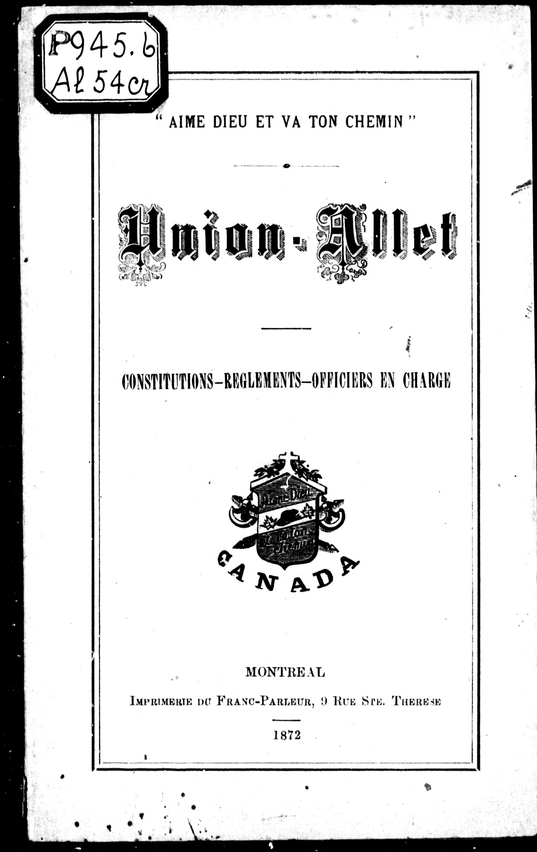 Union-Allet, Constitutions, Règlements, Officiers En Charge