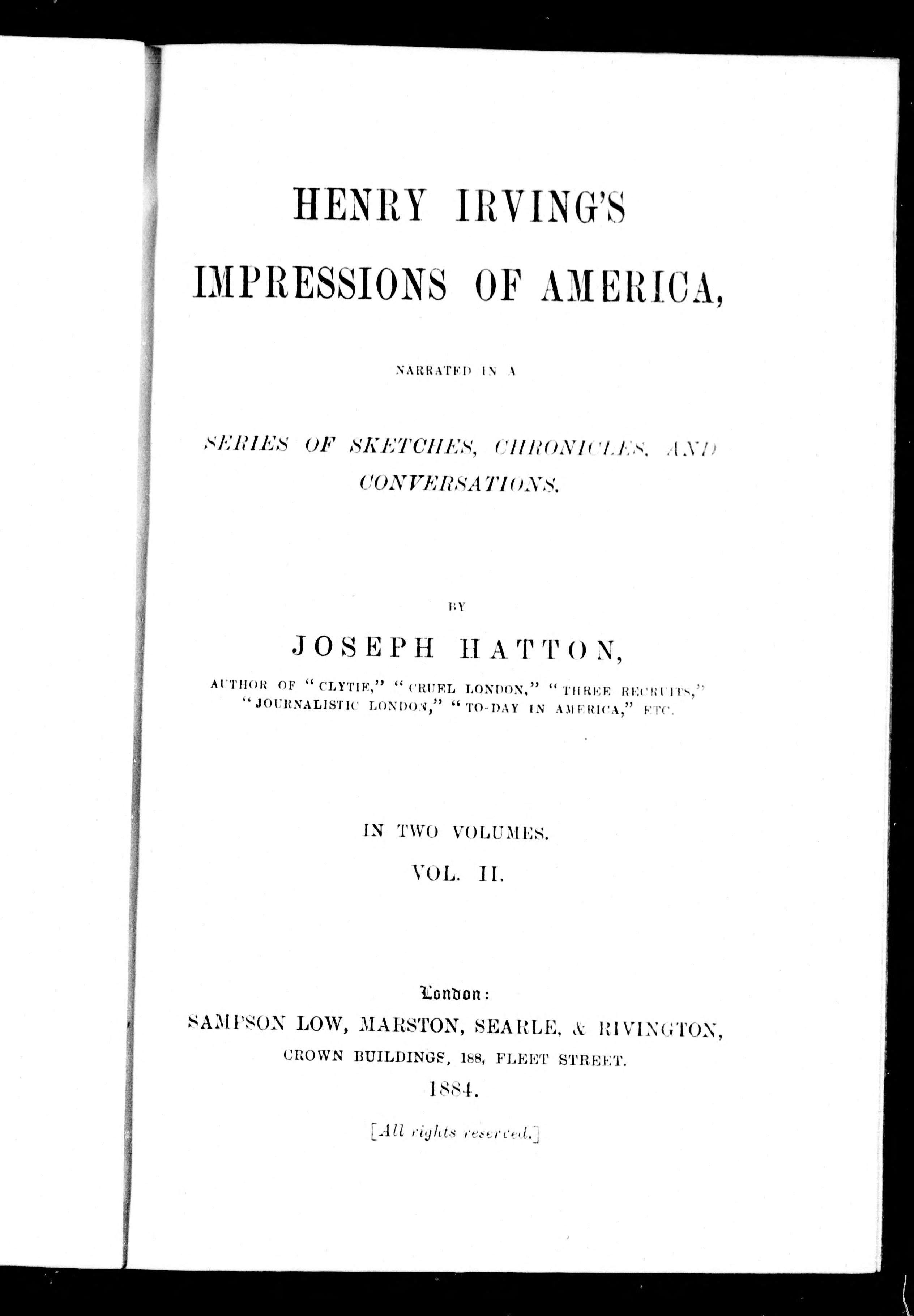 Henry Irving's Impressions of America