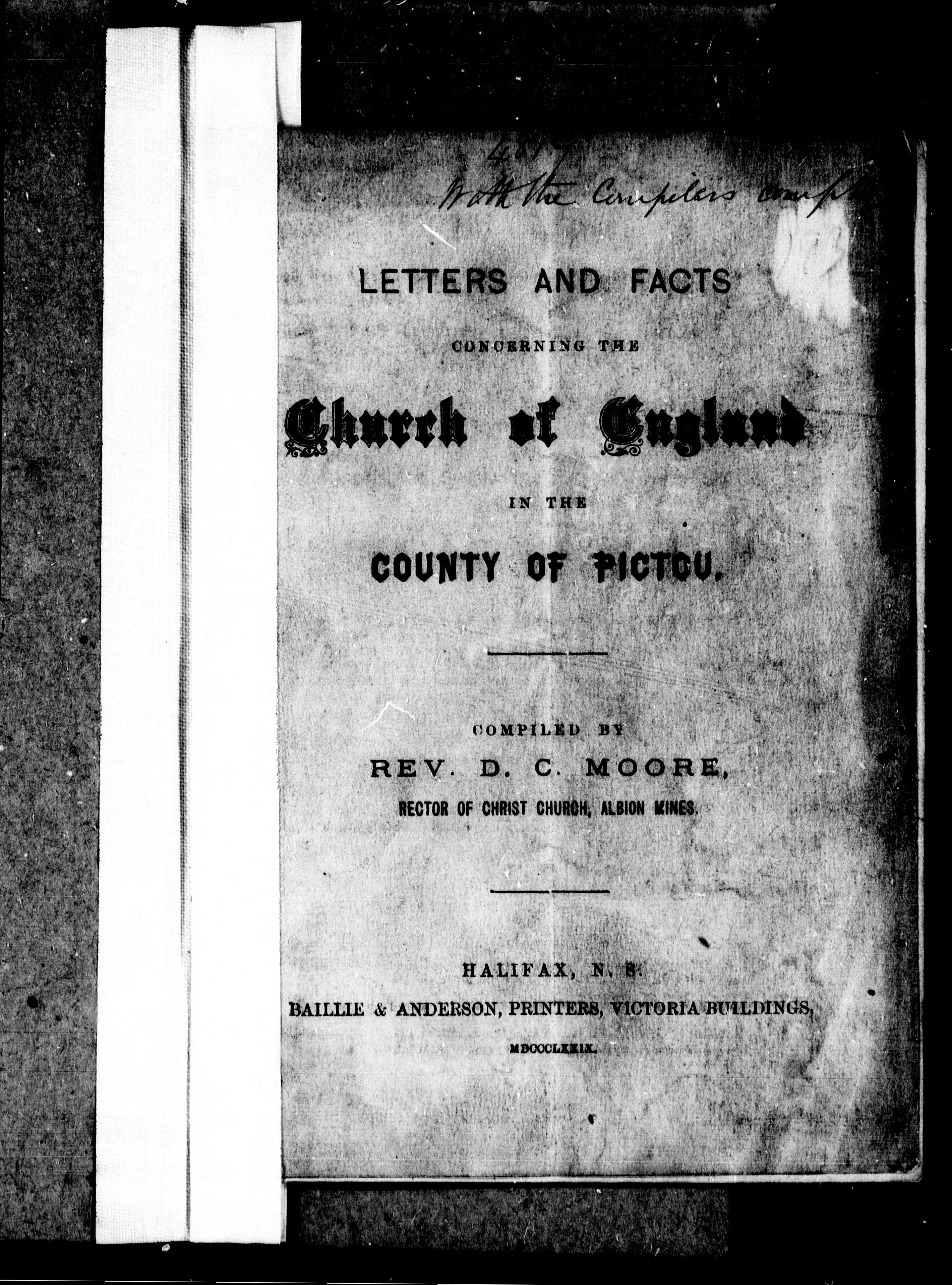 Letters and Facts Concerning the Church of England in the County of Pictou