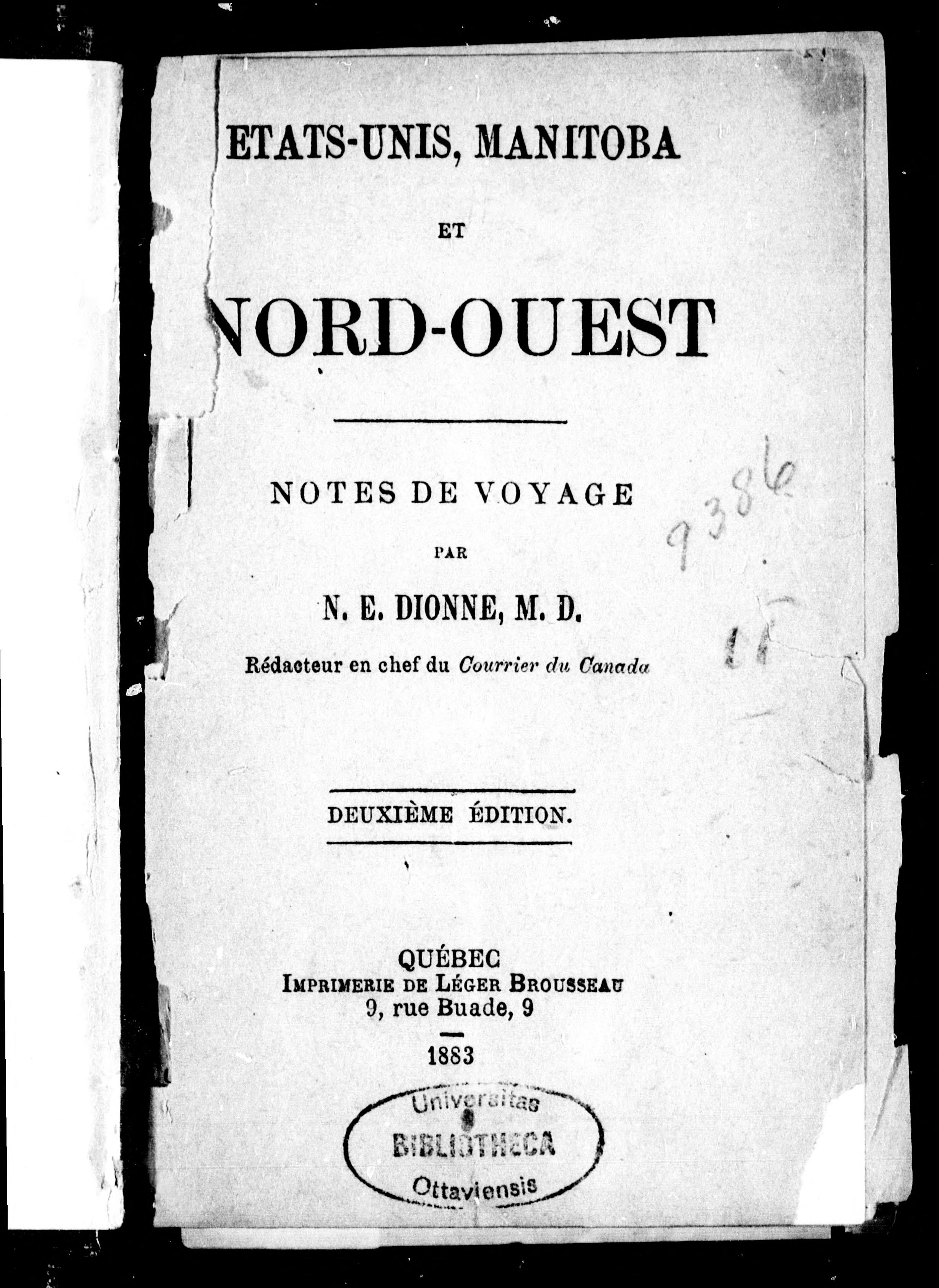 Etats-Unis, Manitoba, Et Nord-Ouest