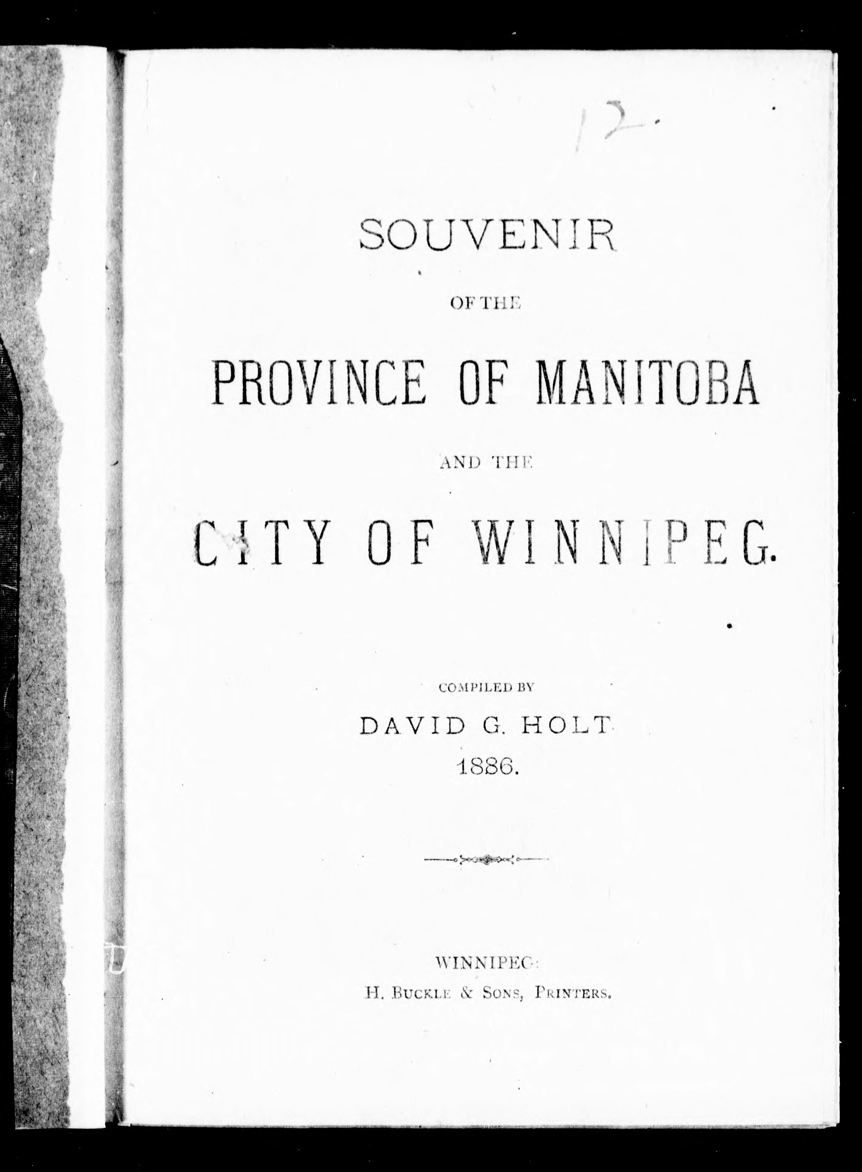 Souvenir of the Province of Manitoba and the City of Winnipeg