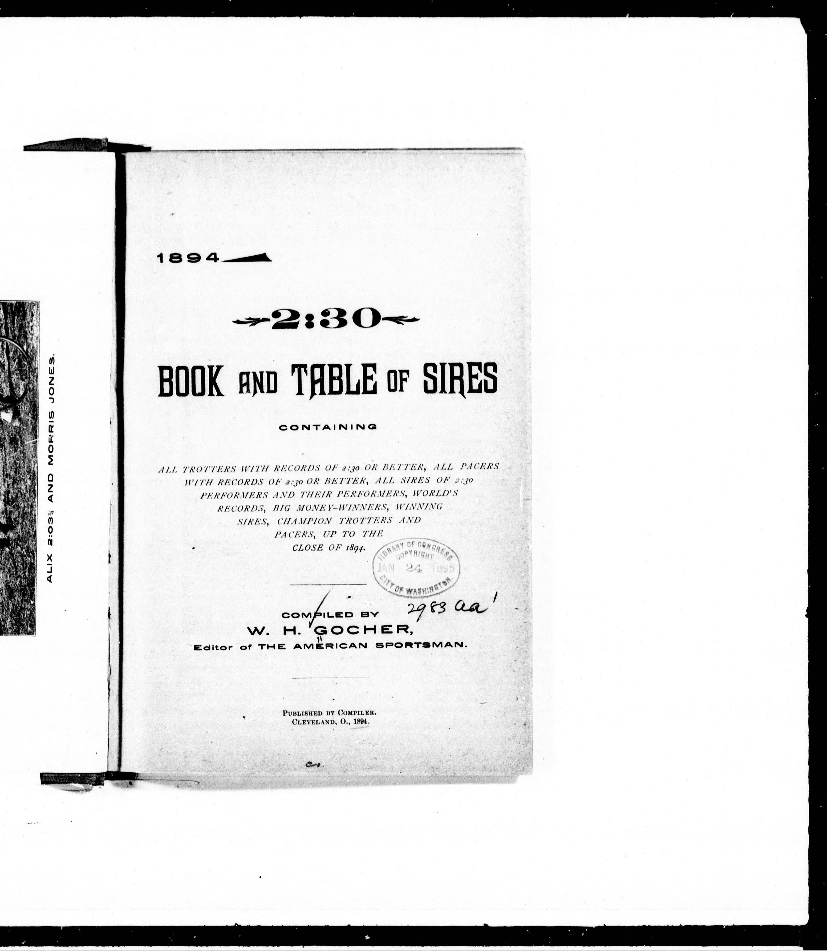 2:30 [I.E. Two Minutes, Thirty Seconds] Book and Table of Sires