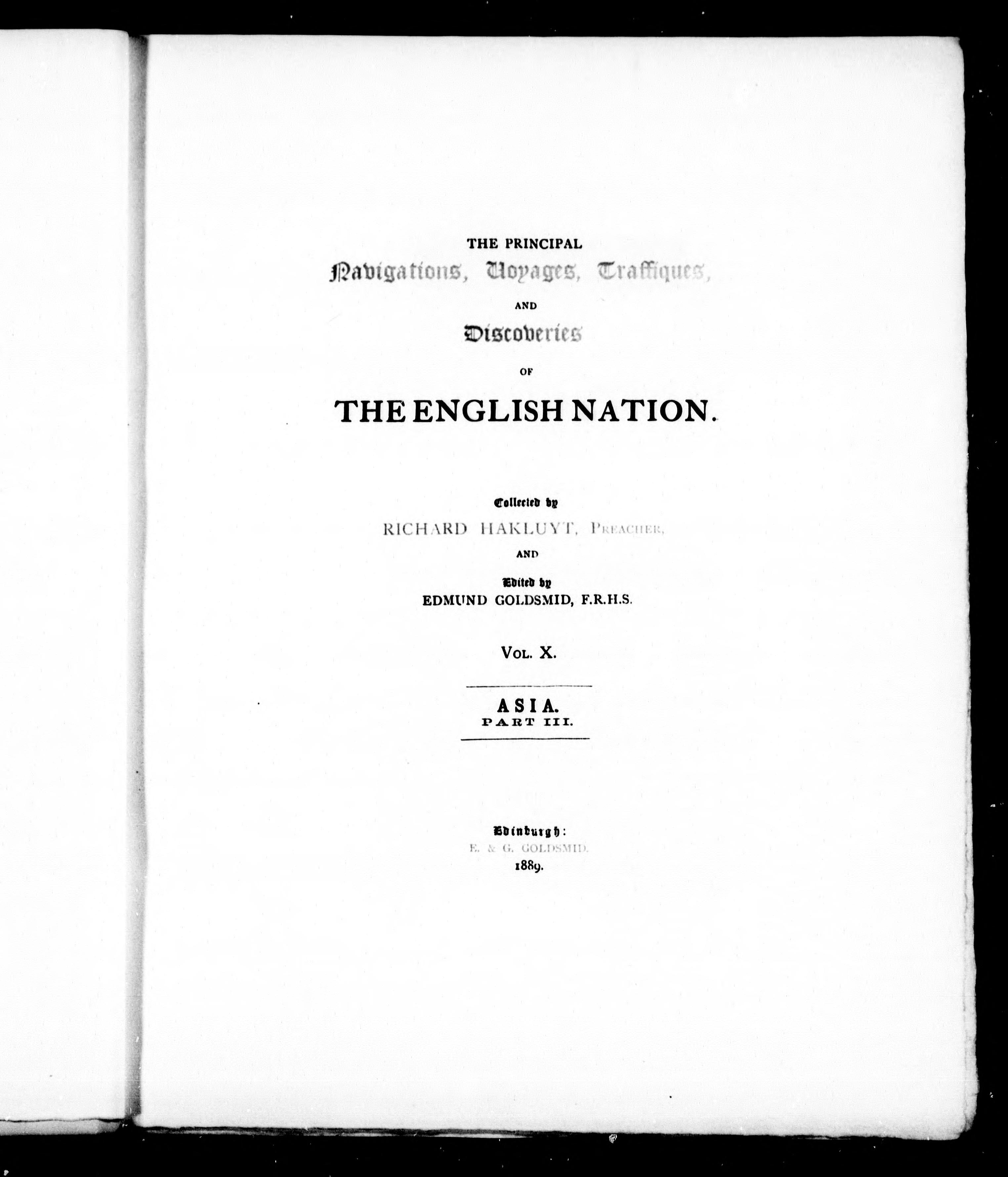 The Principal Navigations, Voyages, Traffiques and Discoveries of the English Nation