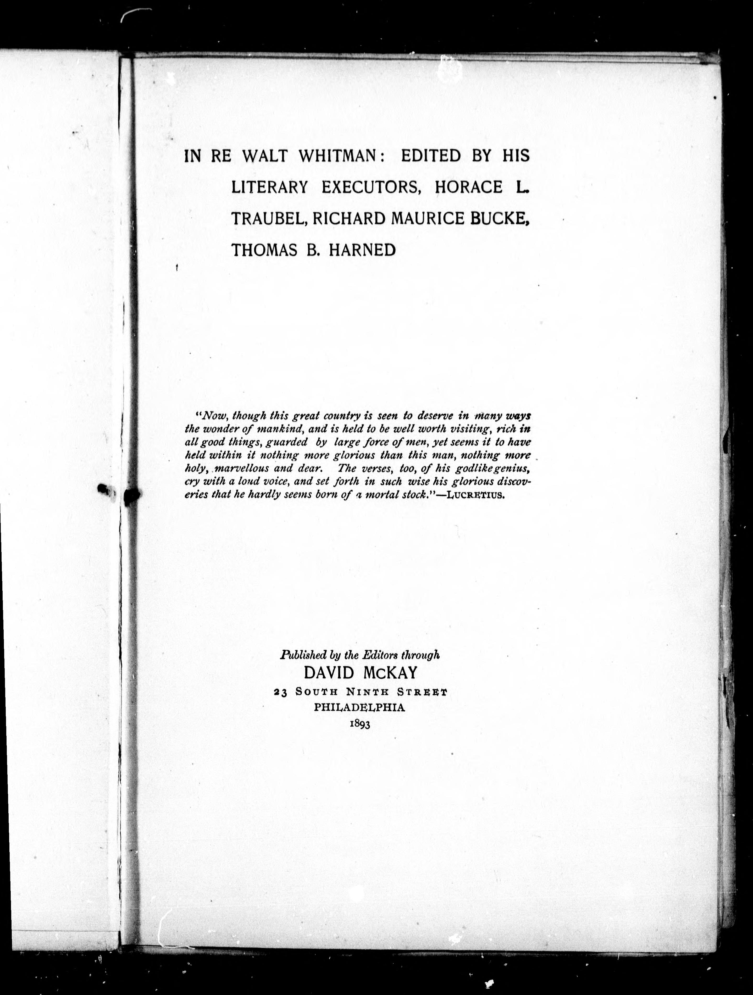In Re Walt Whitman