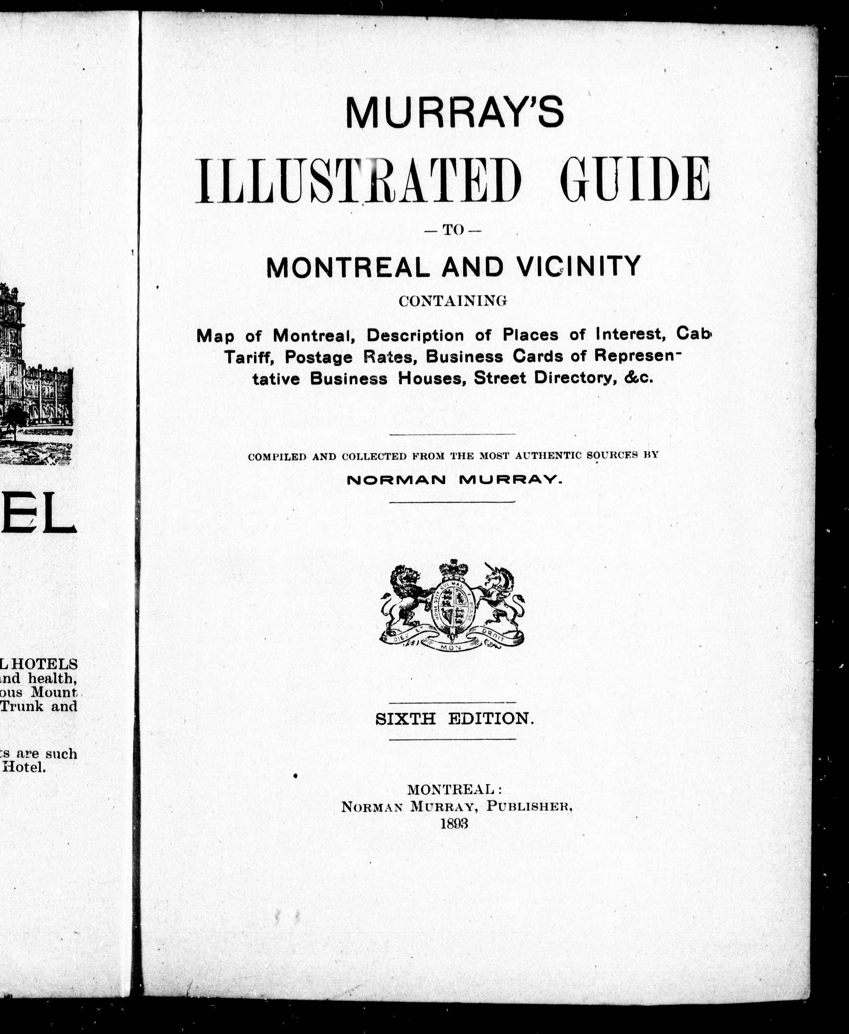 Murray's Illustrated Guide to Montreal and Vicinity