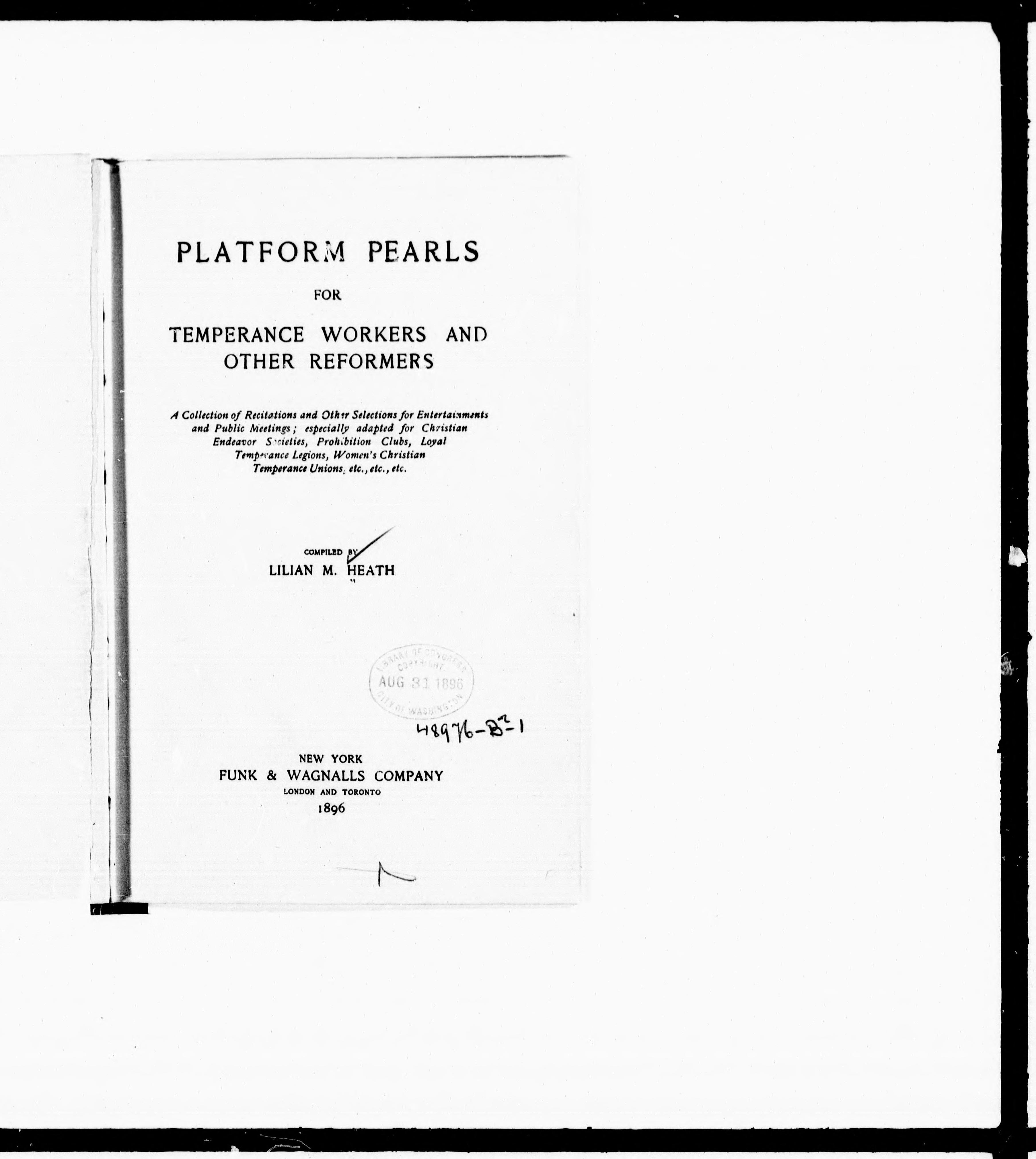 Platform Pearls for Temperance Workers and Other Reformers