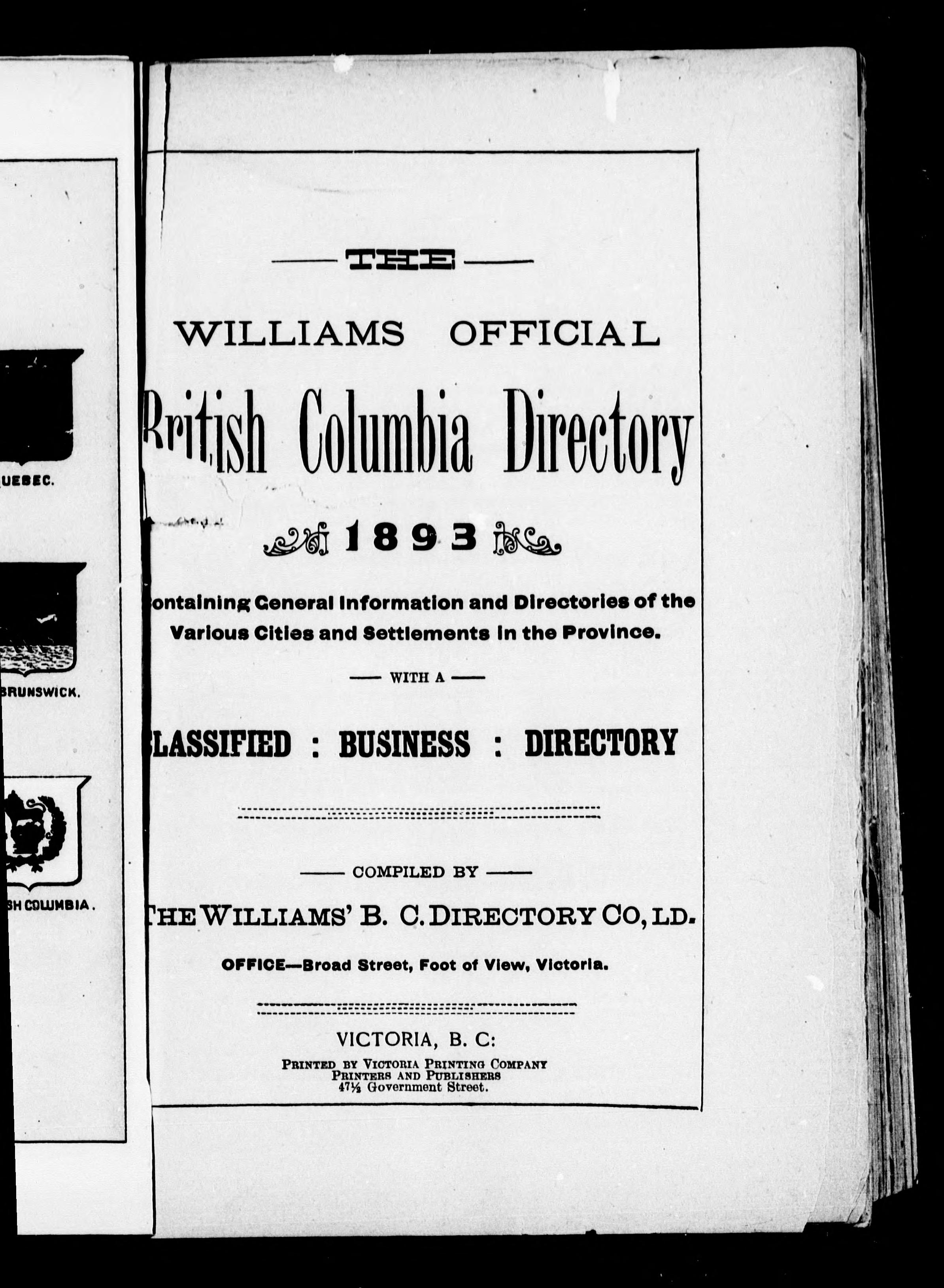 The Williams' Official British Columbia Directory, 1893