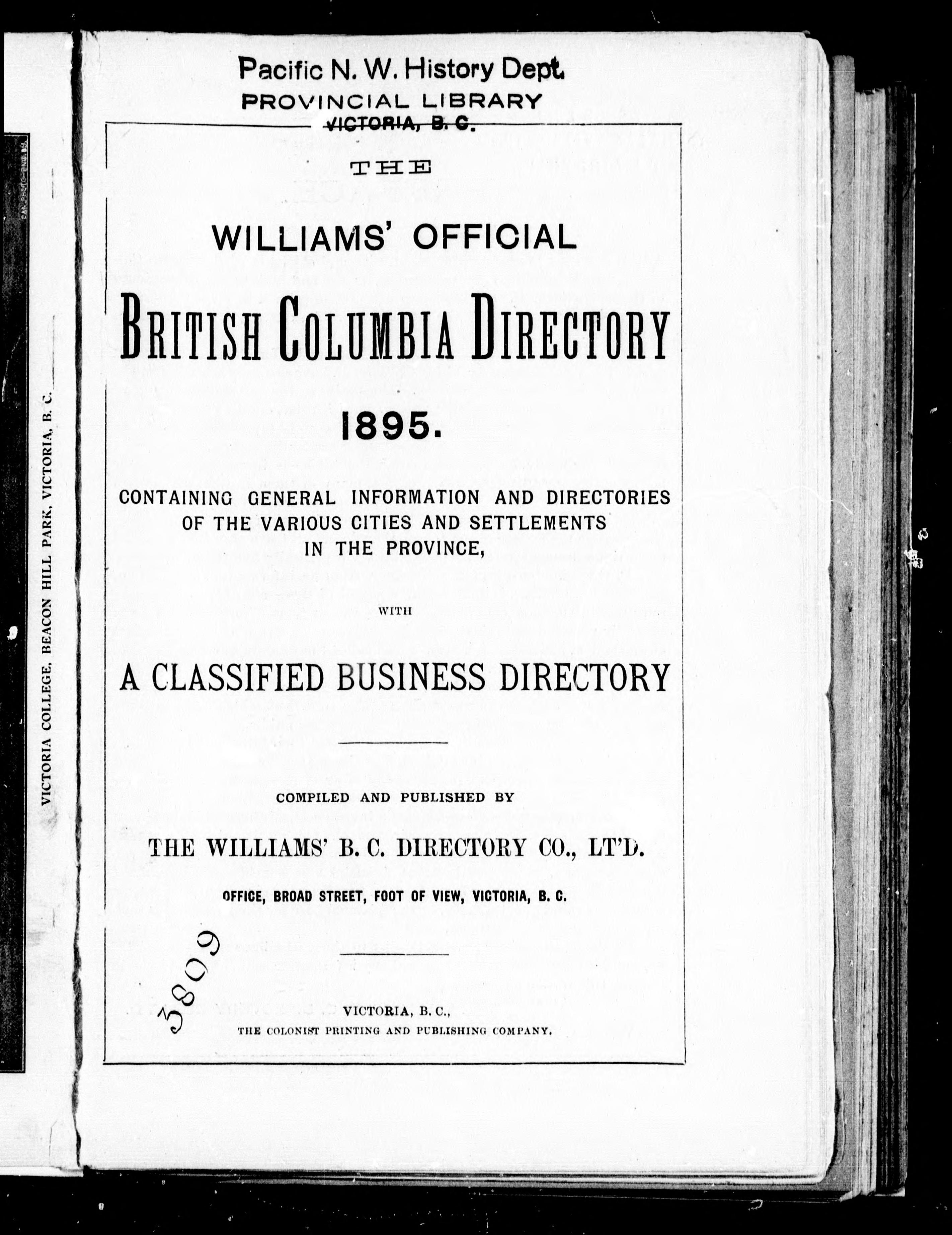 The Williams' Official British Columbia Directory, 1895