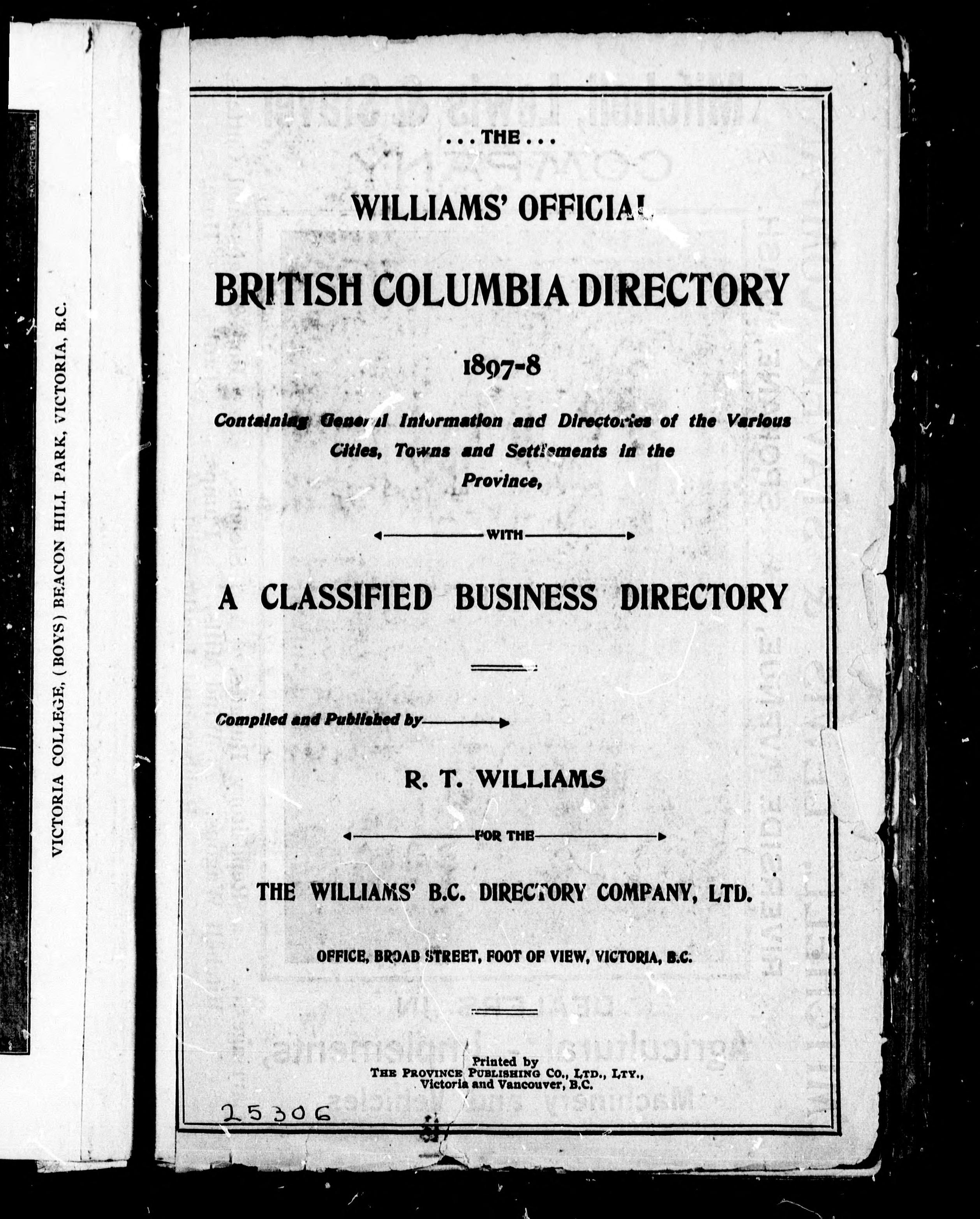 The Williams' Official British Columbia Directory, 1897-8
