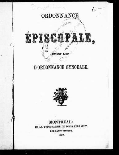 Ordonnance ?Piscopale Tenant Lieu D'Ordonnance Synodale