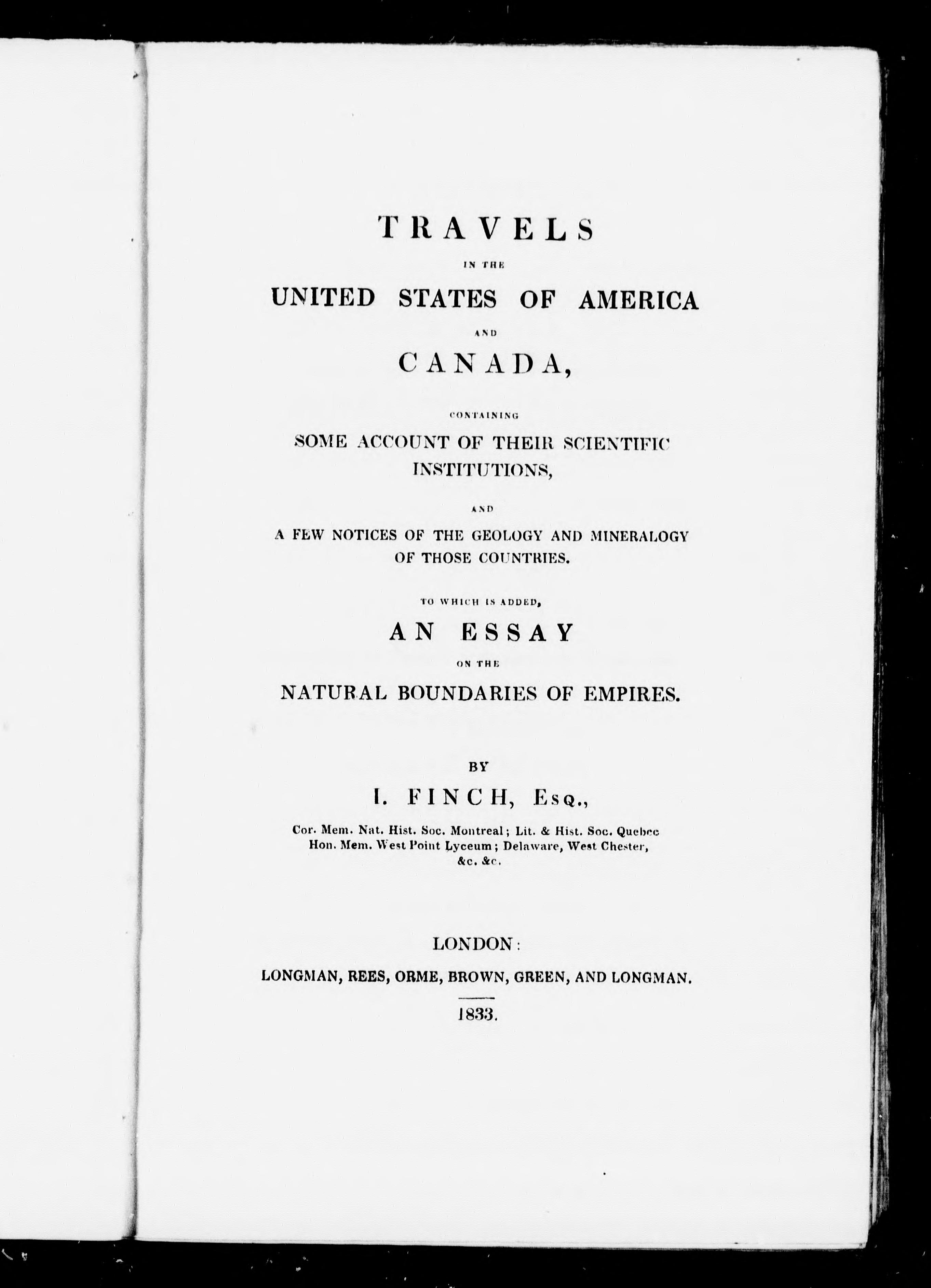 Travels in the United States of America and Canada