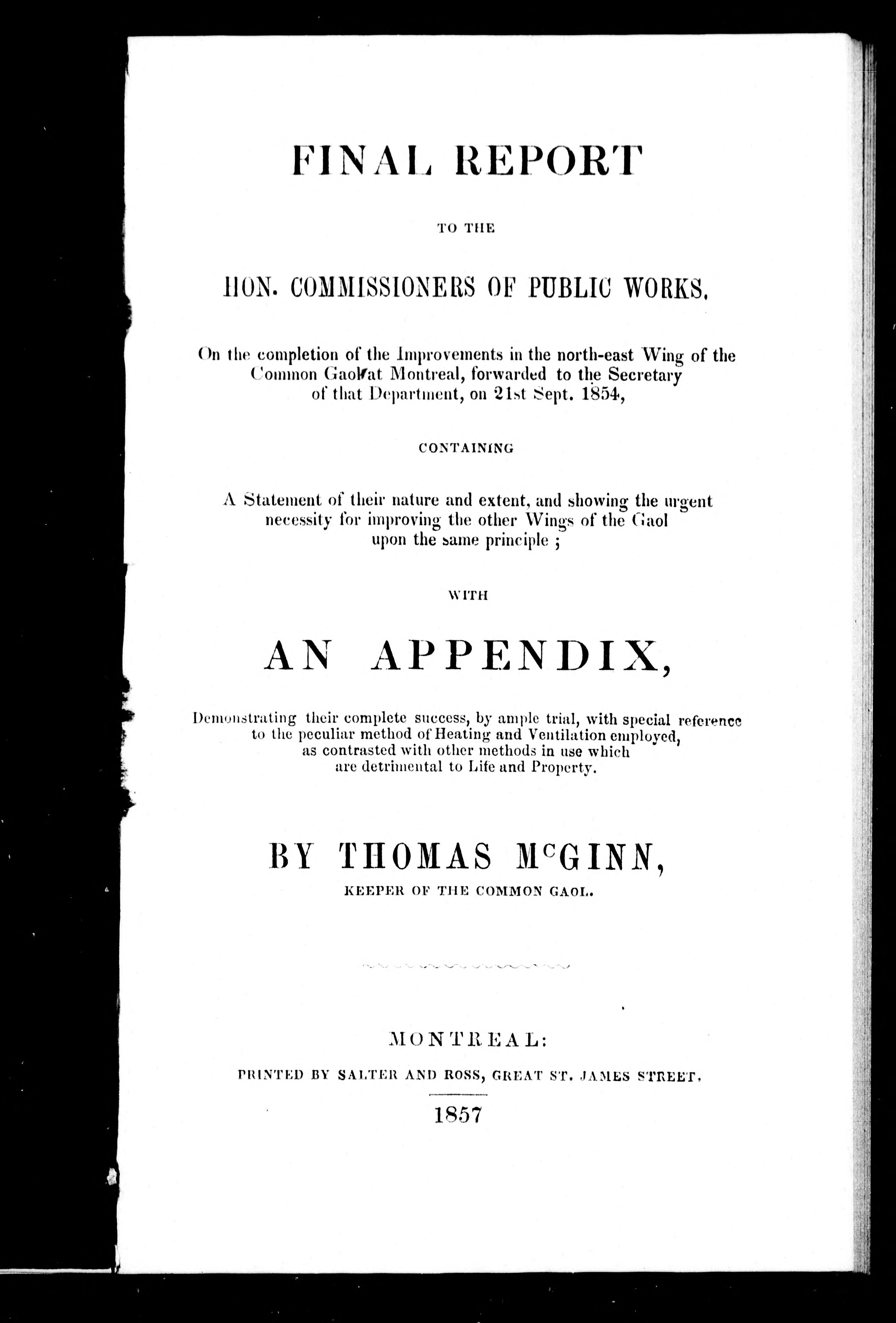 Final Report To The Hon. Commissioners Of Public Works