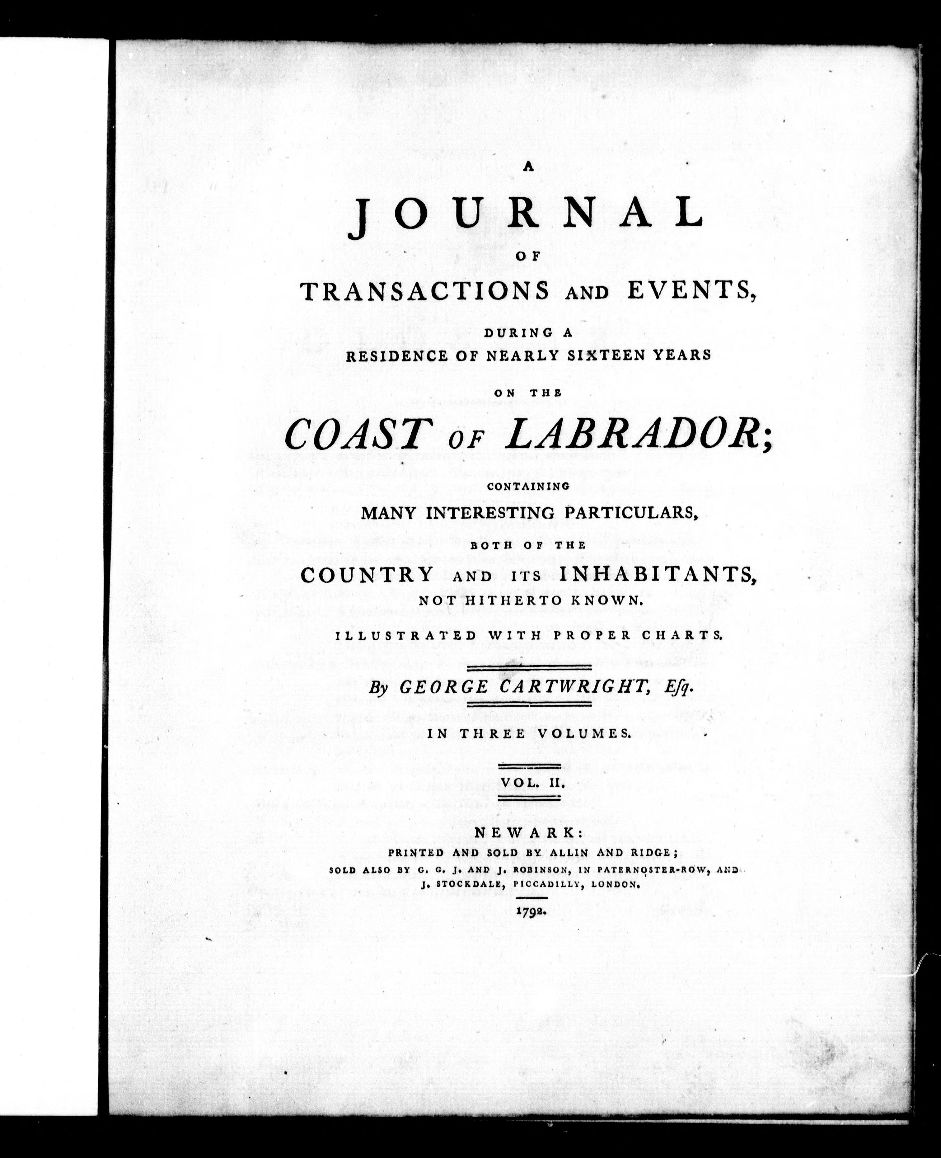 A Journal of Transactions and Events, During a Residence of Nearly Sixteen Years on the Coast of Labrador